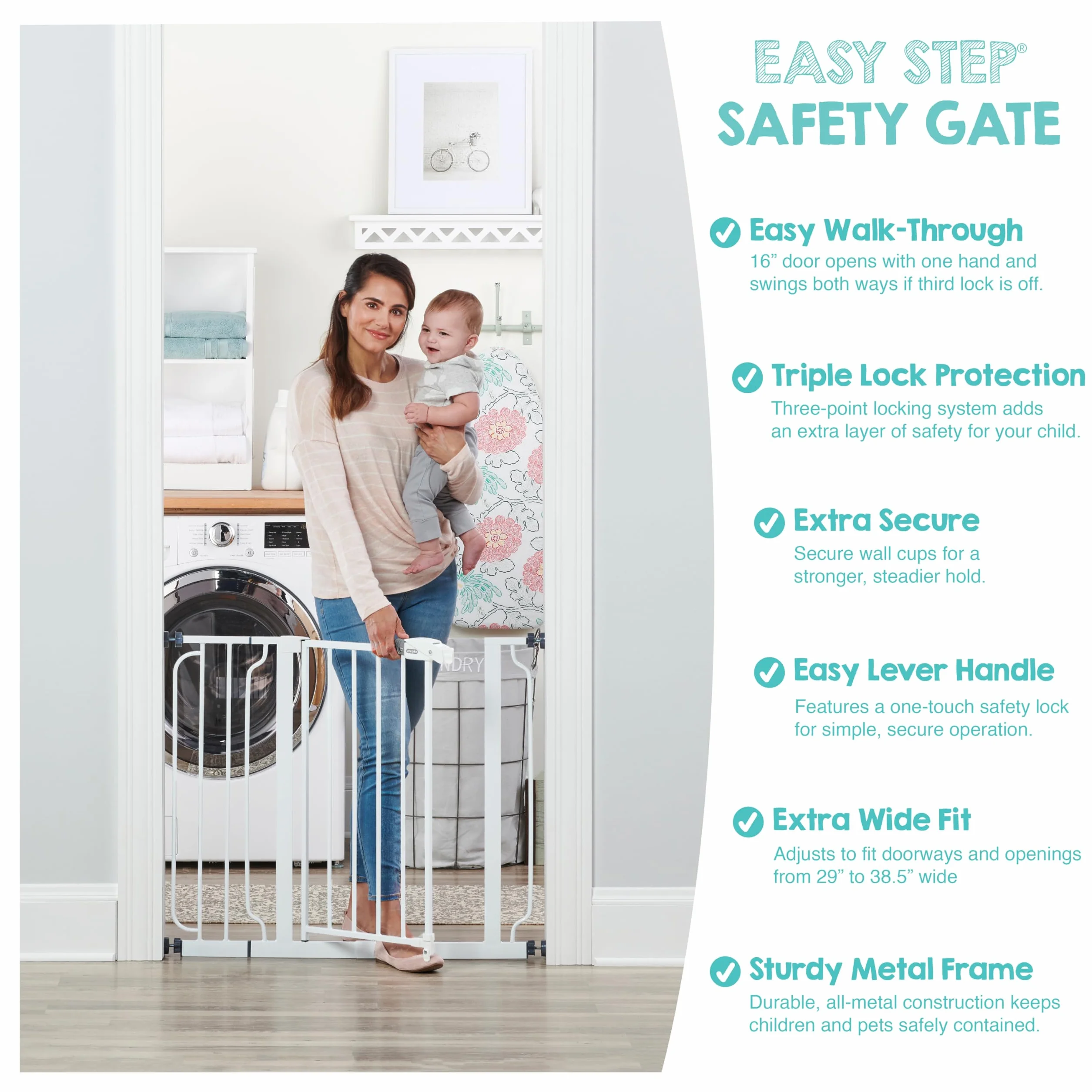 Regalo Cancello Walk Thru Easy Step, bianco, 29-37,5" larghezza, 30" altezza