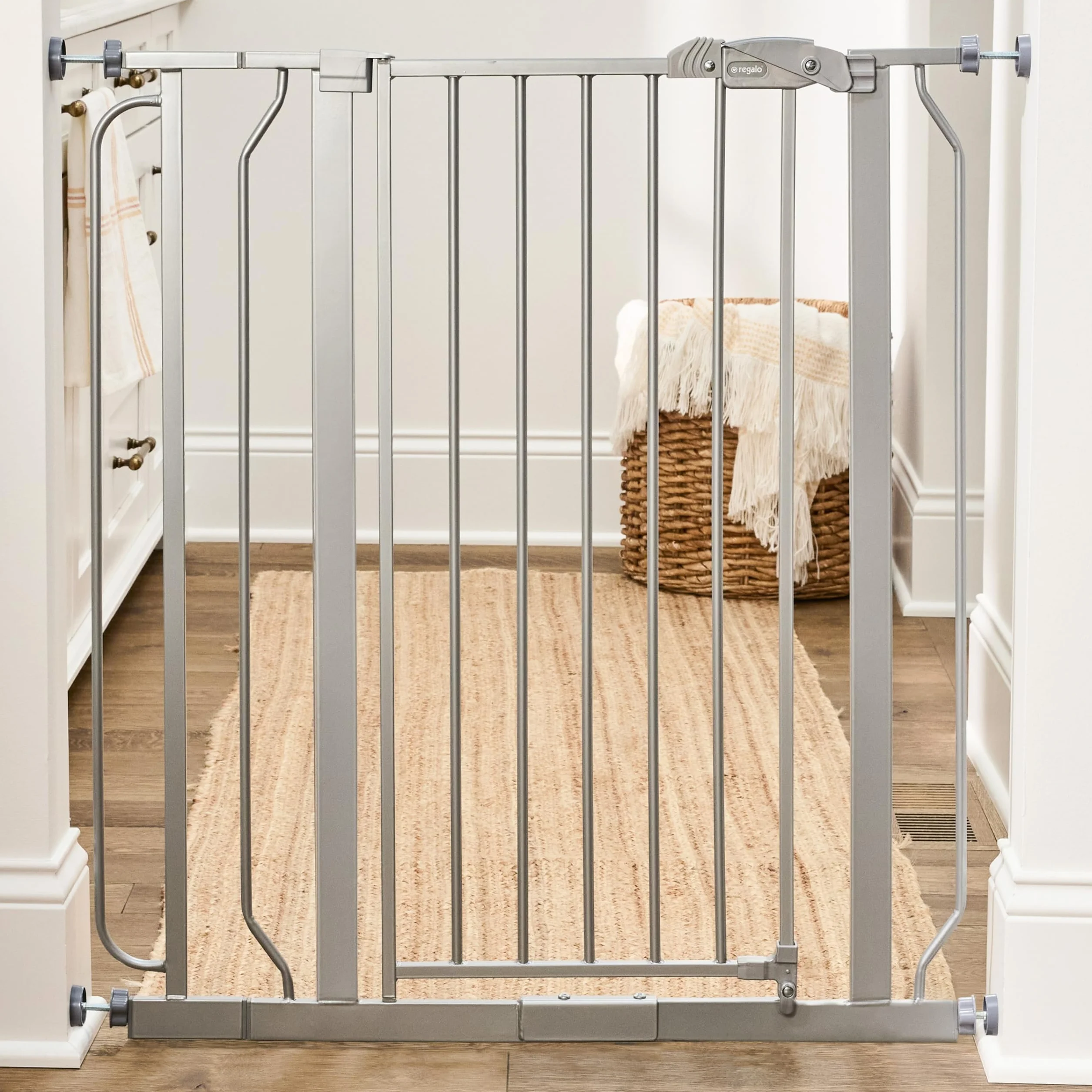 Regalo Safety 91.4cm Extra Tall Baby Gate for Doorways, Fits Openings 73.6-90cm, Pressure Mounted