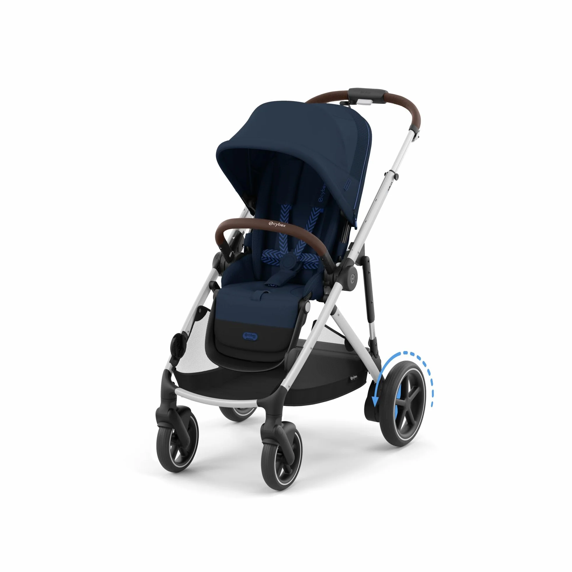 CYBEX Passeggino Gold e-GAZELLE S, dalla nascita a circa 4 anni, max. 22 kg (modalità singola) / 2x 22 kg (modalità duo), sistema all-in-1 con azionamento elettrico e 20+ configurazioni, Ocean Blue