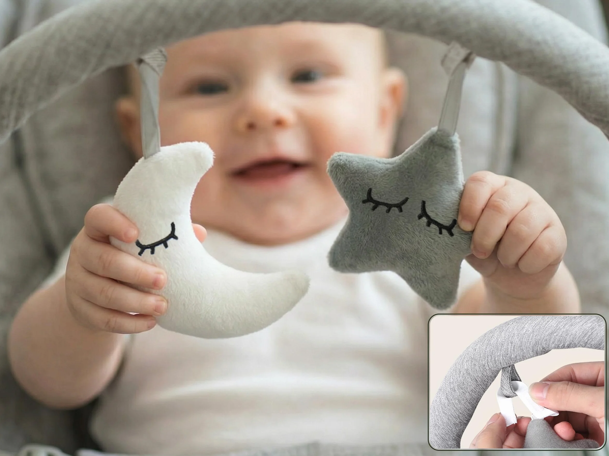 Sdraietta Neonati Elettrica, Dondolo Neonati Elettrico con 3 Velocità, Controllo a Colpetto & Pannello Touch, 2 Timer (30/60 Min), 8 Melodie, Volume Regolabile, per 0-12 Mesi, Fino a 18 kg, Grigio
