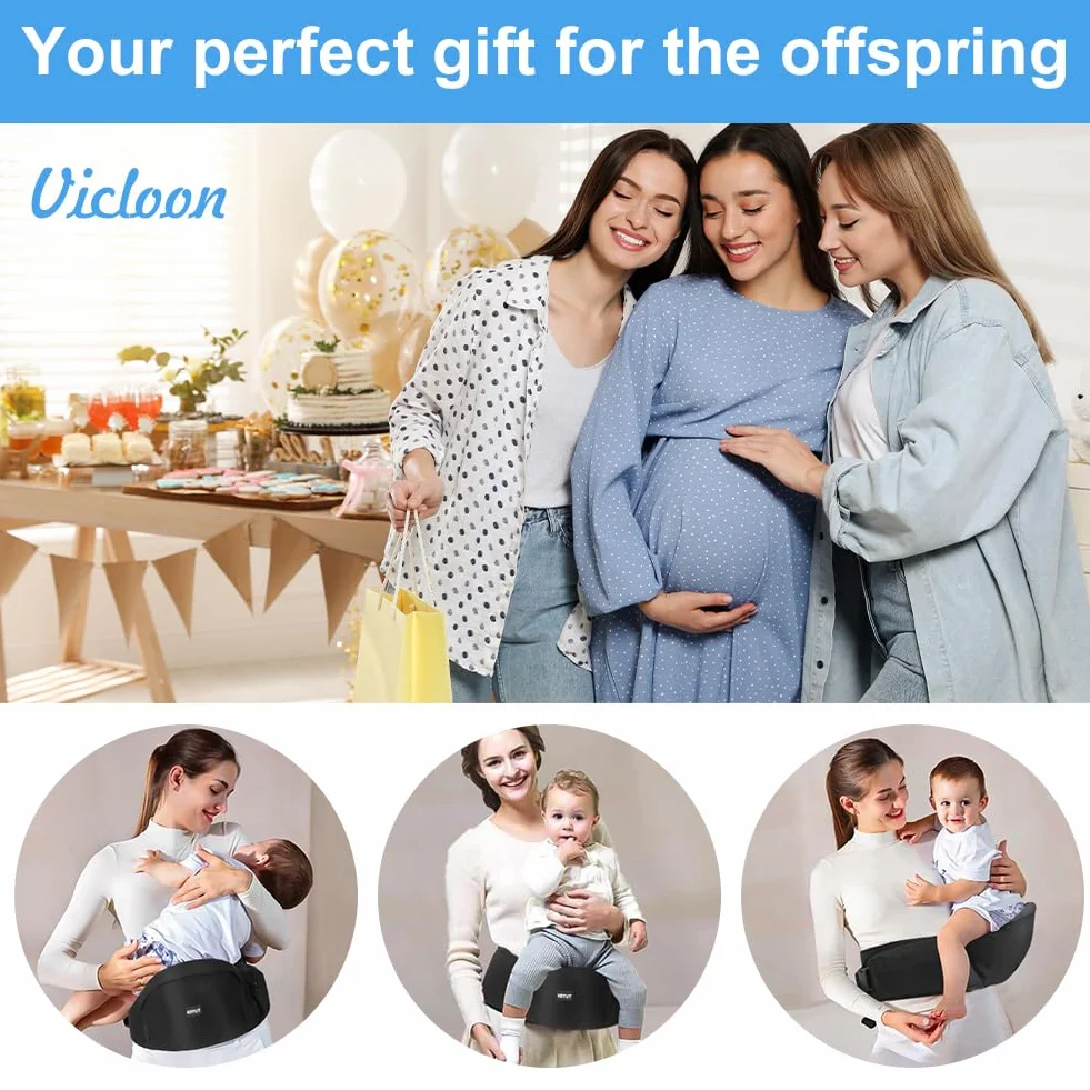 HOTUT Baby Carrier Ergonomico, Hipseat Marsupi Sicurezza Supporto, Porta Bambino Cintura Regolabile e Tasca, per Bambini da 0 a 15 kg