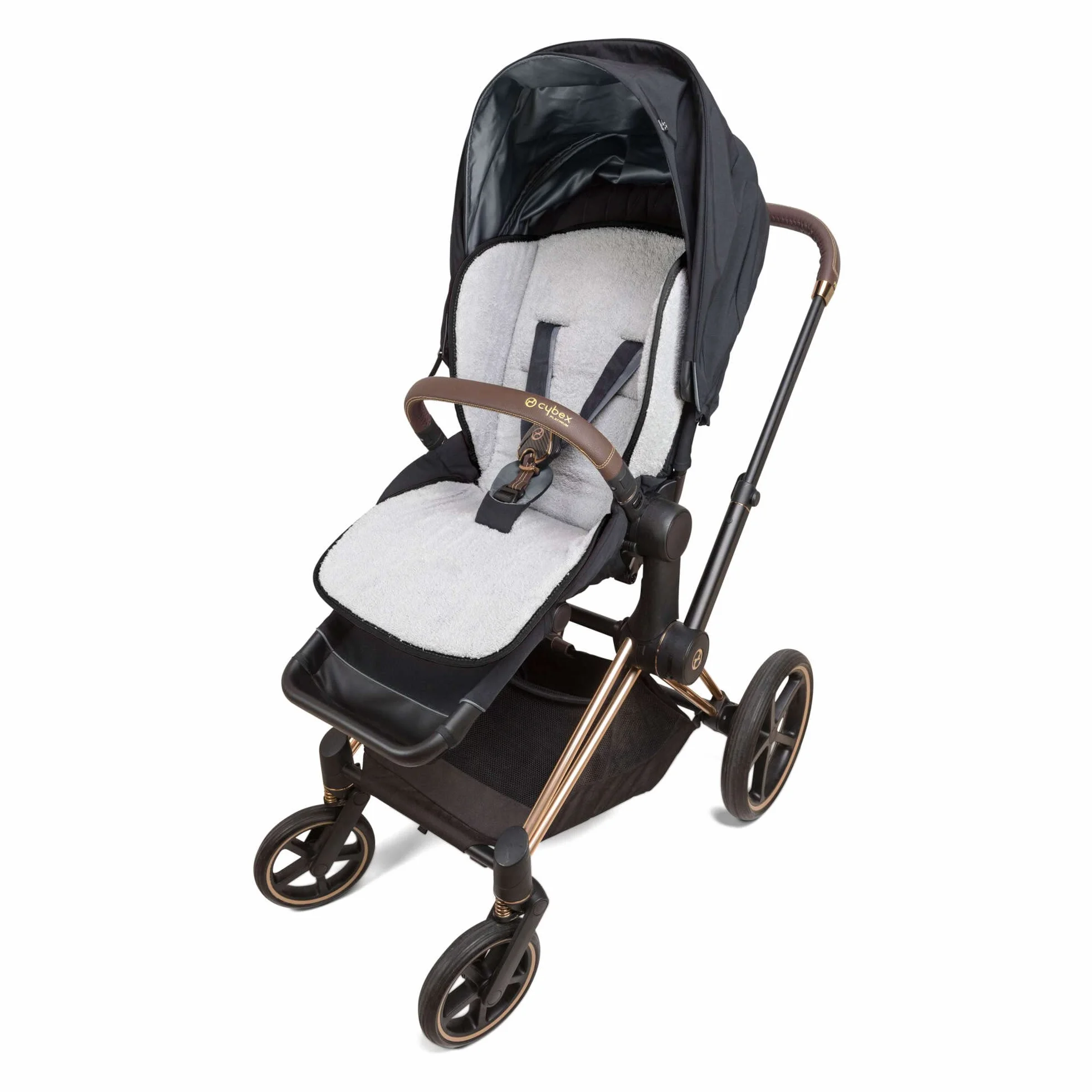 Babysanity® Morbido Riduttore Copri Passeggino Universale Materassino Neonato Soffice Imbottitura Rivestimento Spugna Di Cotone 100% Bordatura Copertura Laterale - Made in Italy - (Nero)