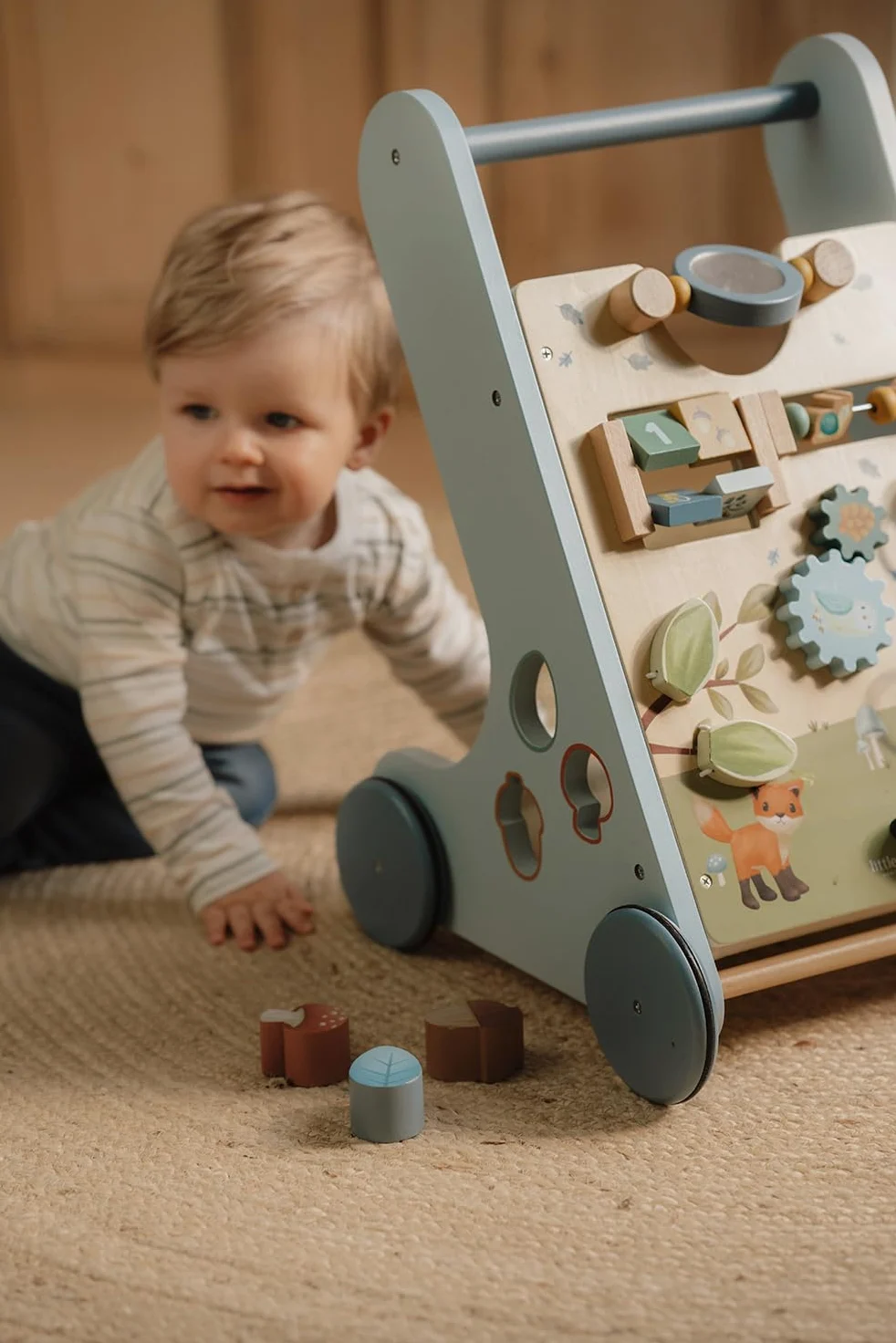 Little Dutch 7232 - Carrello in legno FSC Activity - Forest Friends blu