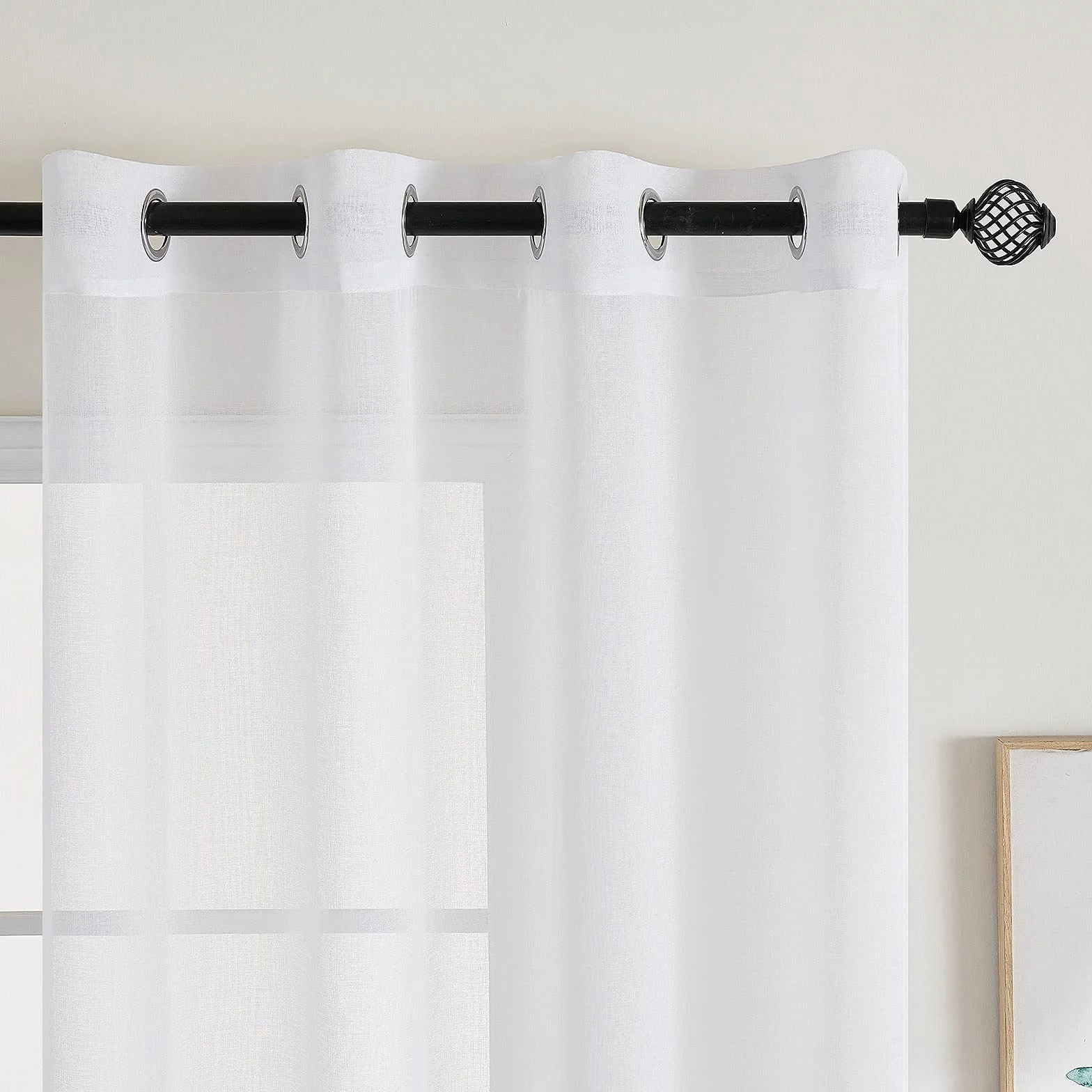 Tenda in Voile Trasparente con Occhielli 200x225 cm Bianco EMEMA