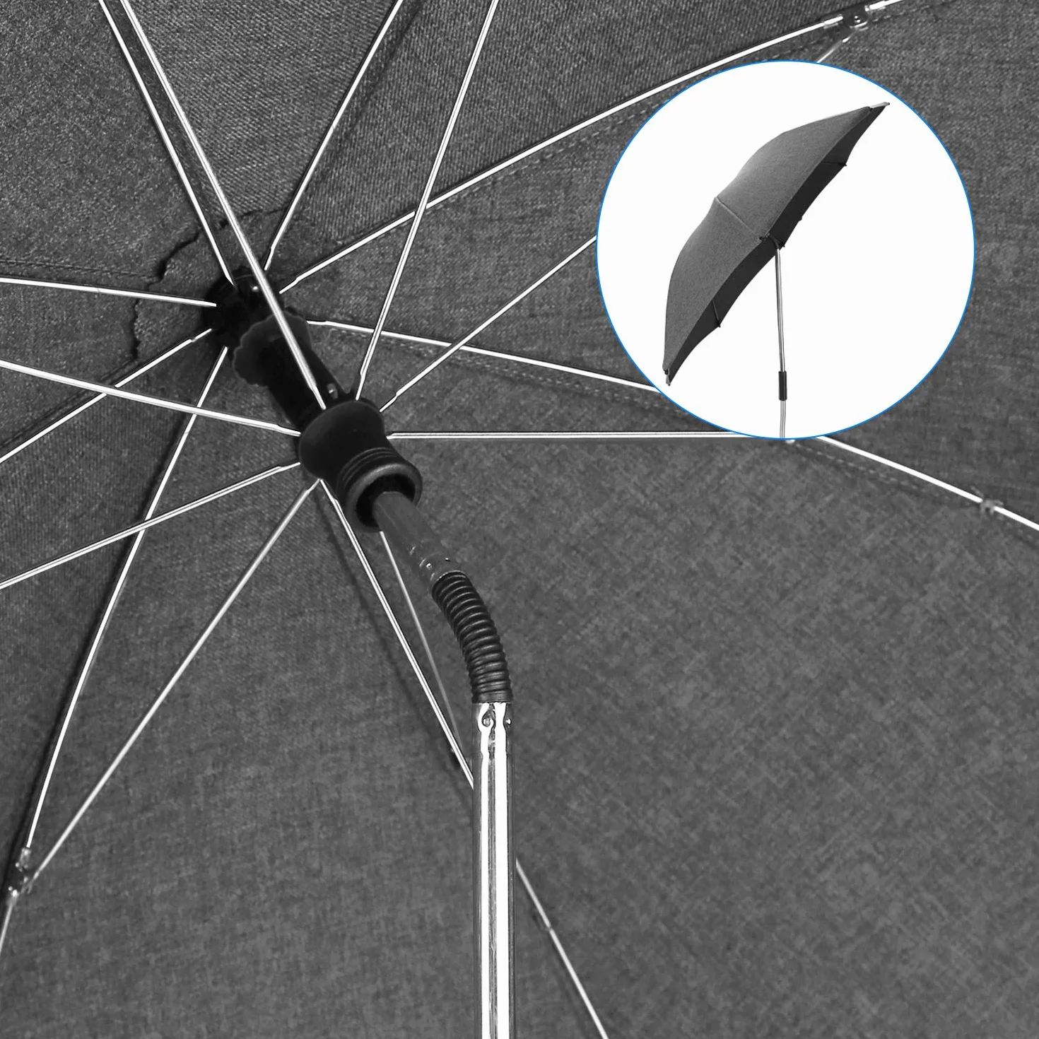 Parasole Universale per Passeggino 73cm Anti UV 50+ Grigio