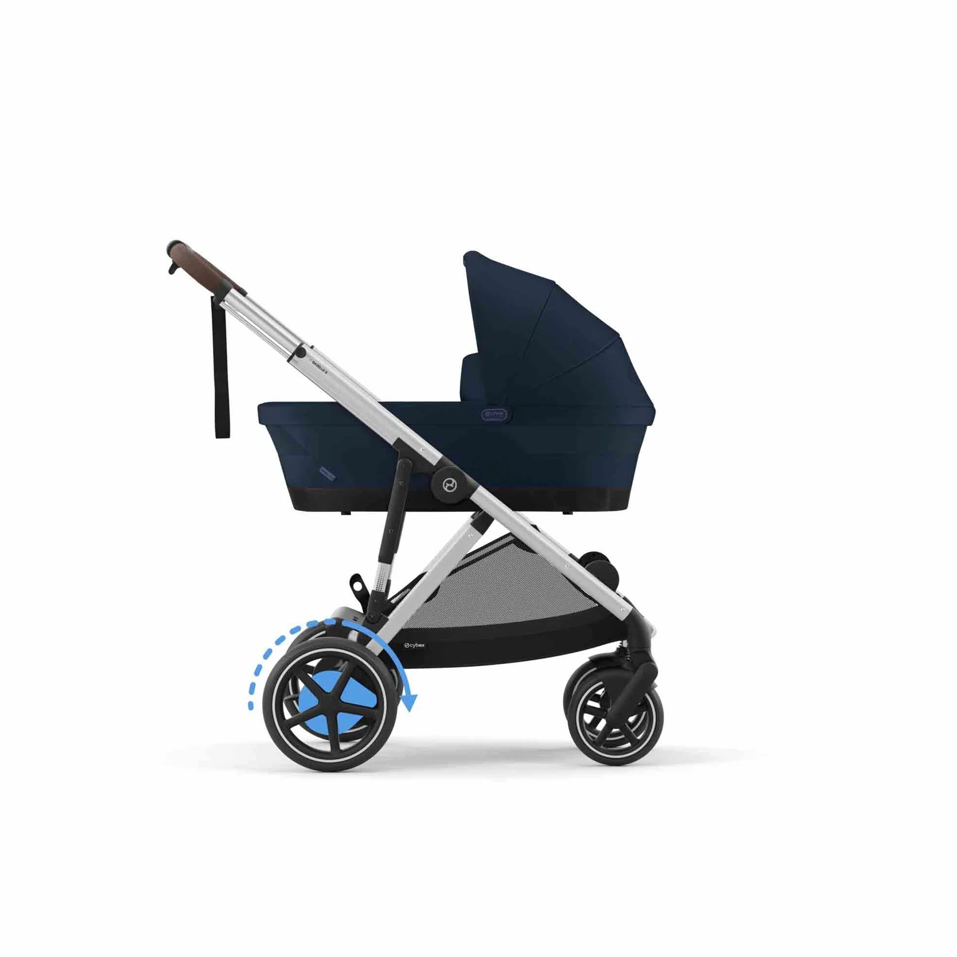 CYBEX Passeggino Gold e-GAZELLE S, dalla nascita a circa 4 anni, max. 22 kg (modalità singola) / 2x 22 kg (modalità duo), sistema all-in-1 con azionamento elettrico e 20+ configurazioni, Ocean Blue