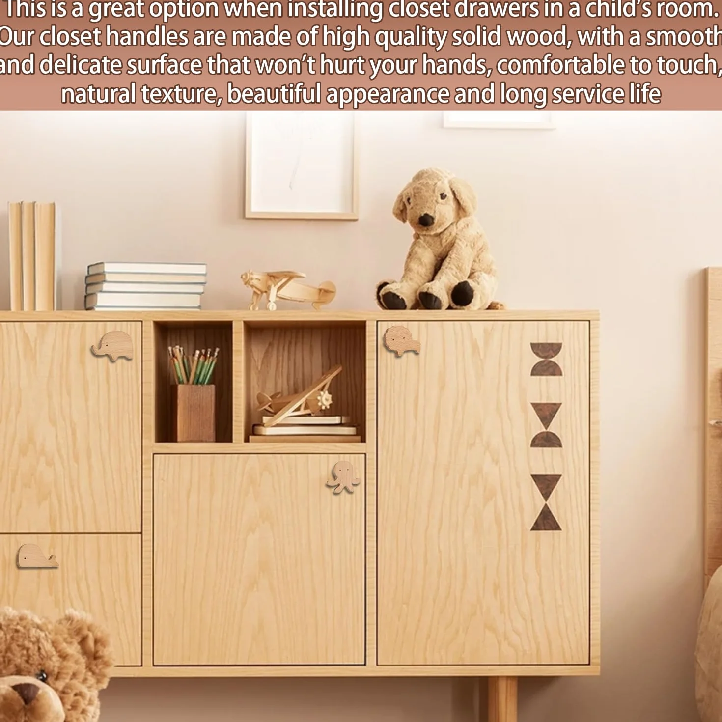 8 Pezzi Pomelli per armadi in legno per cameretta, Pomelli per mobili in legno, Pomelli Per Mobili Bambini Legno, Pomelli in legno con motivi animali, Pomelli Armadio Bambini Animali, per Comodino