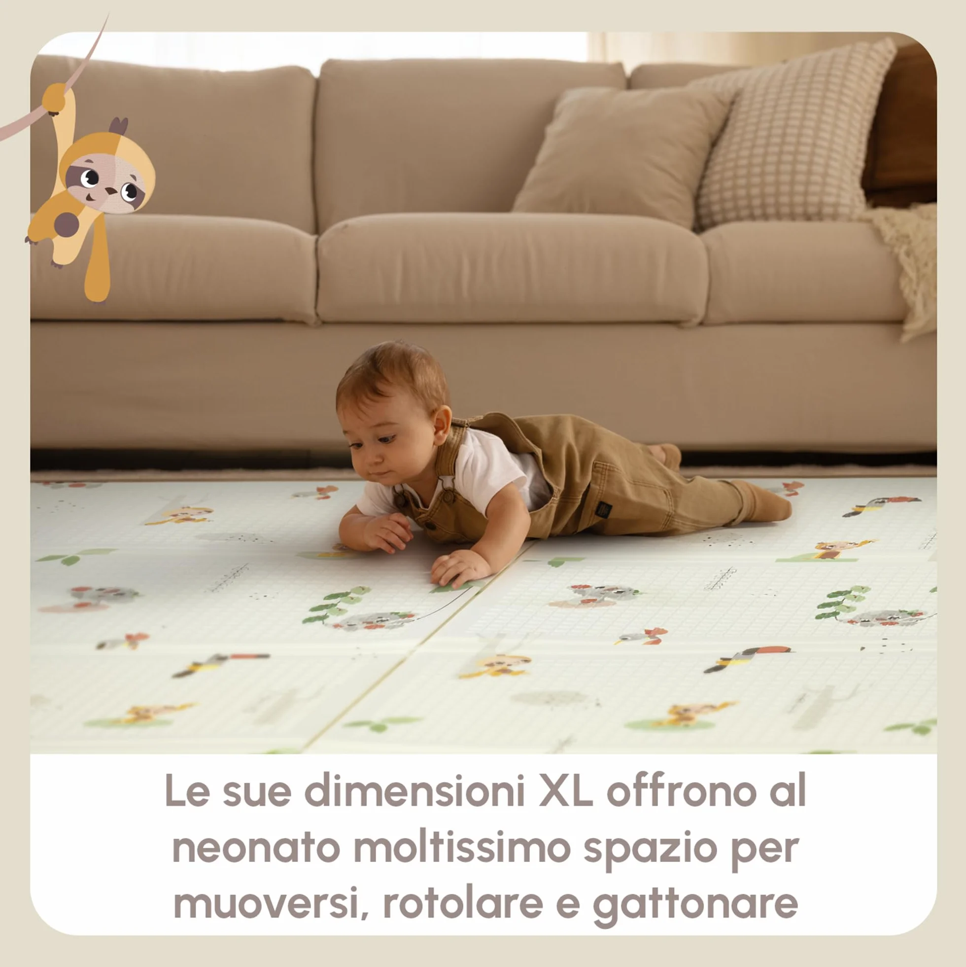 Tiny Love Tappeto Pieghevole Gioco Bambini XL in Schiuma, Tappetino Neonato, 0+ Mesi, Double-face, Leggero e Pieghevole, 150 x 150cm, Morbido e Spesso (1 cm), Impermeabile, Facile da Pulire, Boho Chic
