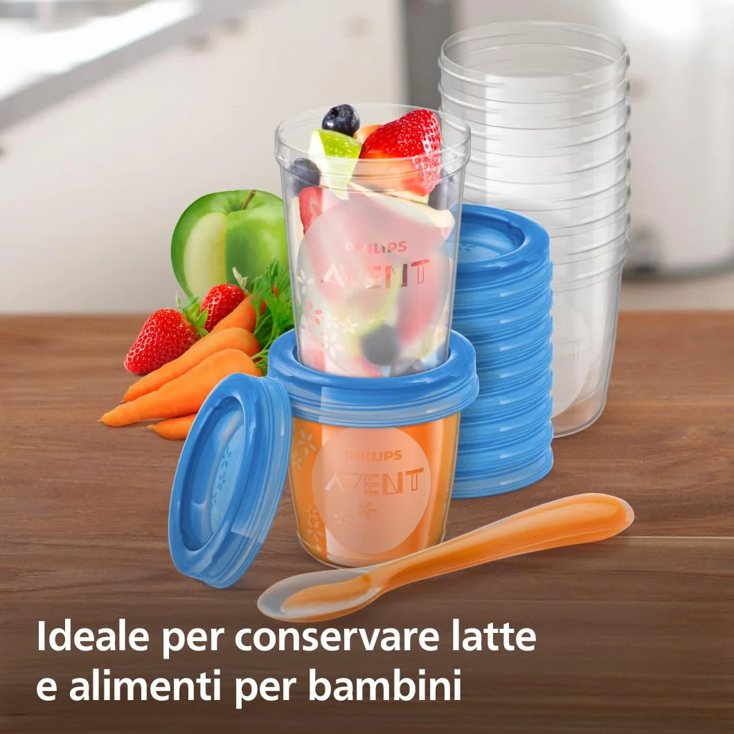 Philips Avent SCF721/20 Set Vasetti Conservazione Pappe 10 Pezzi 180 ml 240 ml