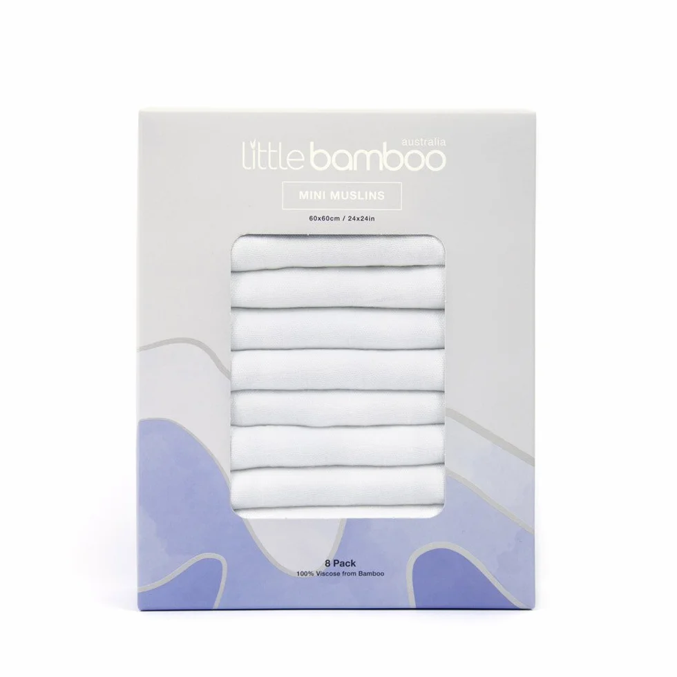 Little Bamboo Mussola quadrati bianco 8 pezzi