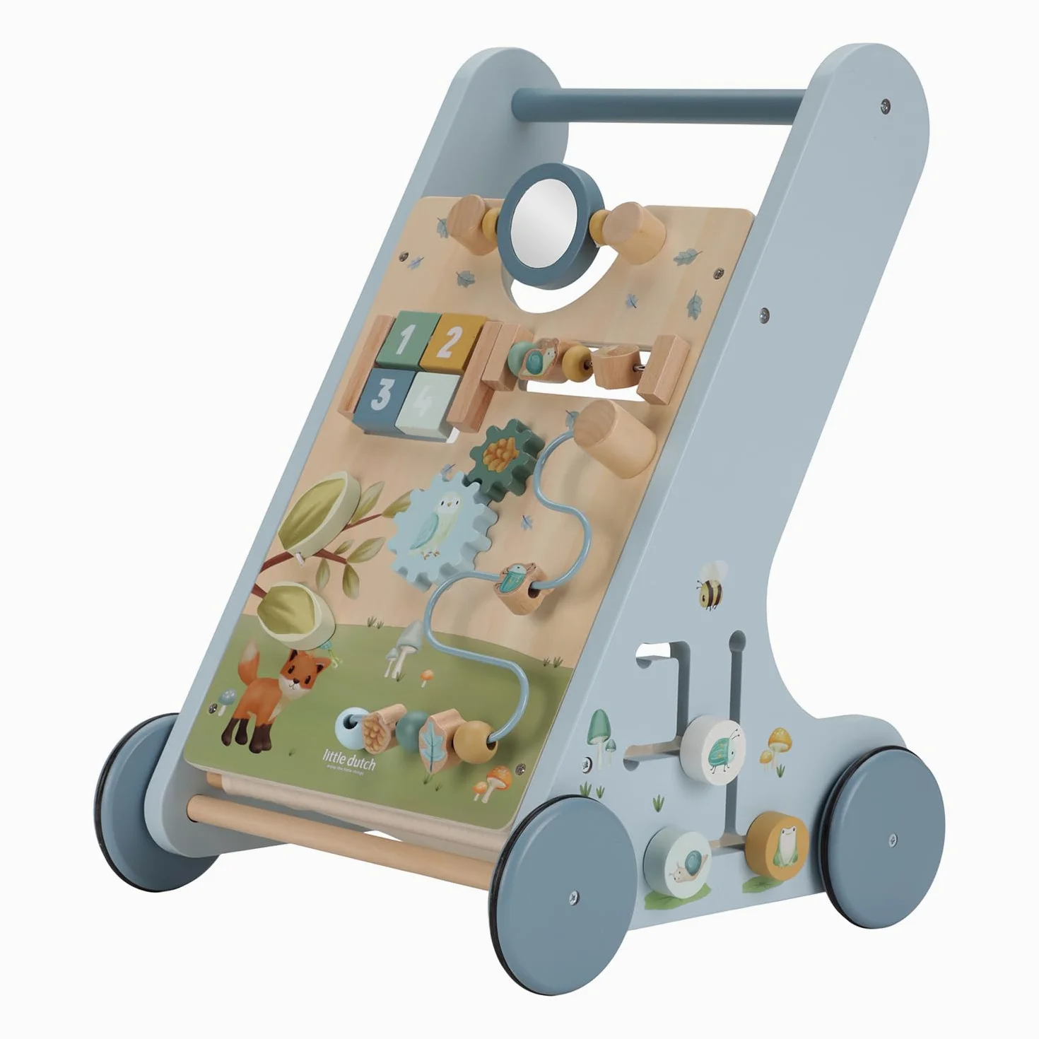 Little Dutch 7232 - Carrello in legno FSC Activity - Forest Friends blu
