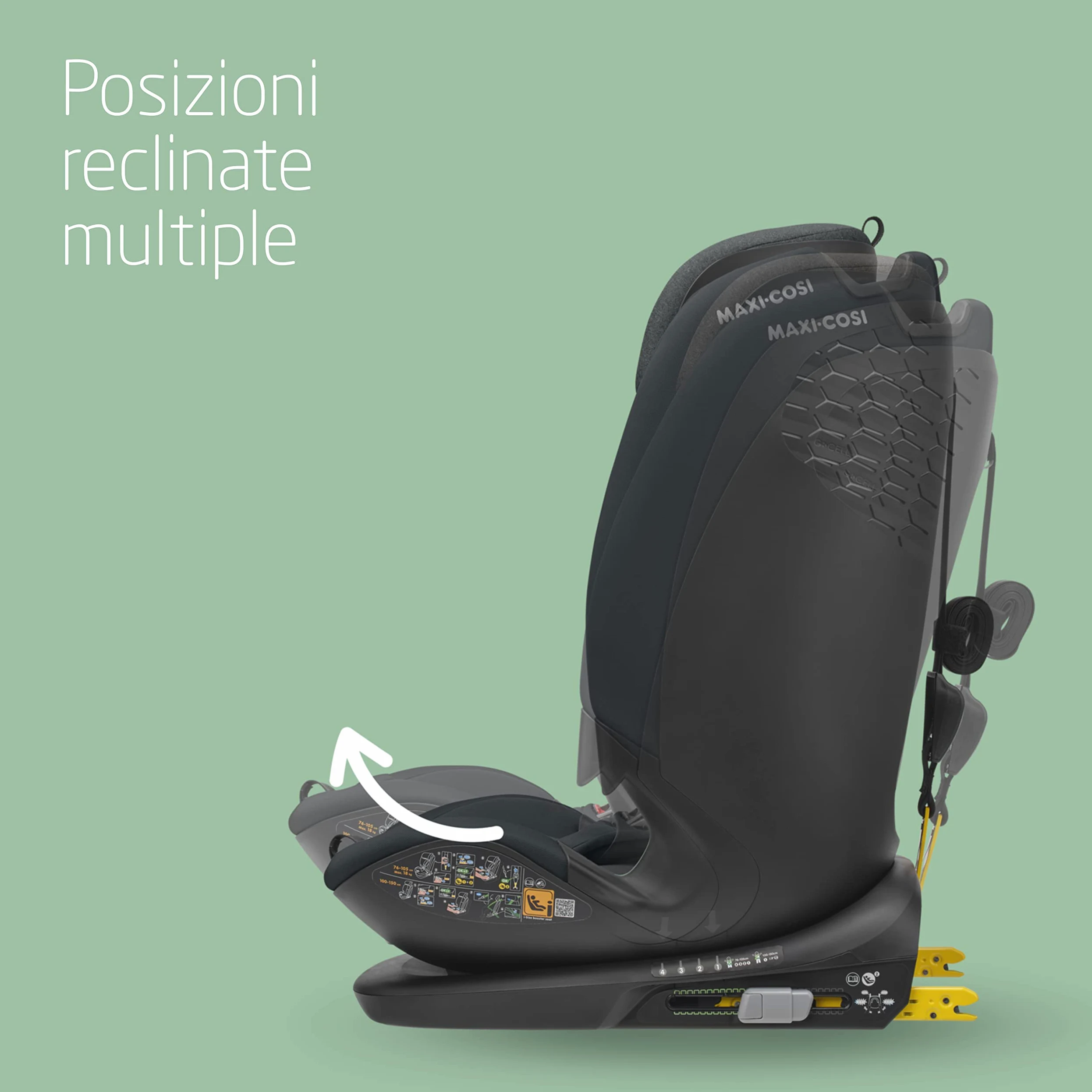 Maxi-Cosi Titan Plus i-Size, Seggiolino Auto ISOFIX, 15 Mesi - 12 Anni (76 - 150 cm), Reclinabile in 4 Posizioni, Regolabile in Altezza, Side Impact Protection G-CELL, per Bambini, Authentic Graphite