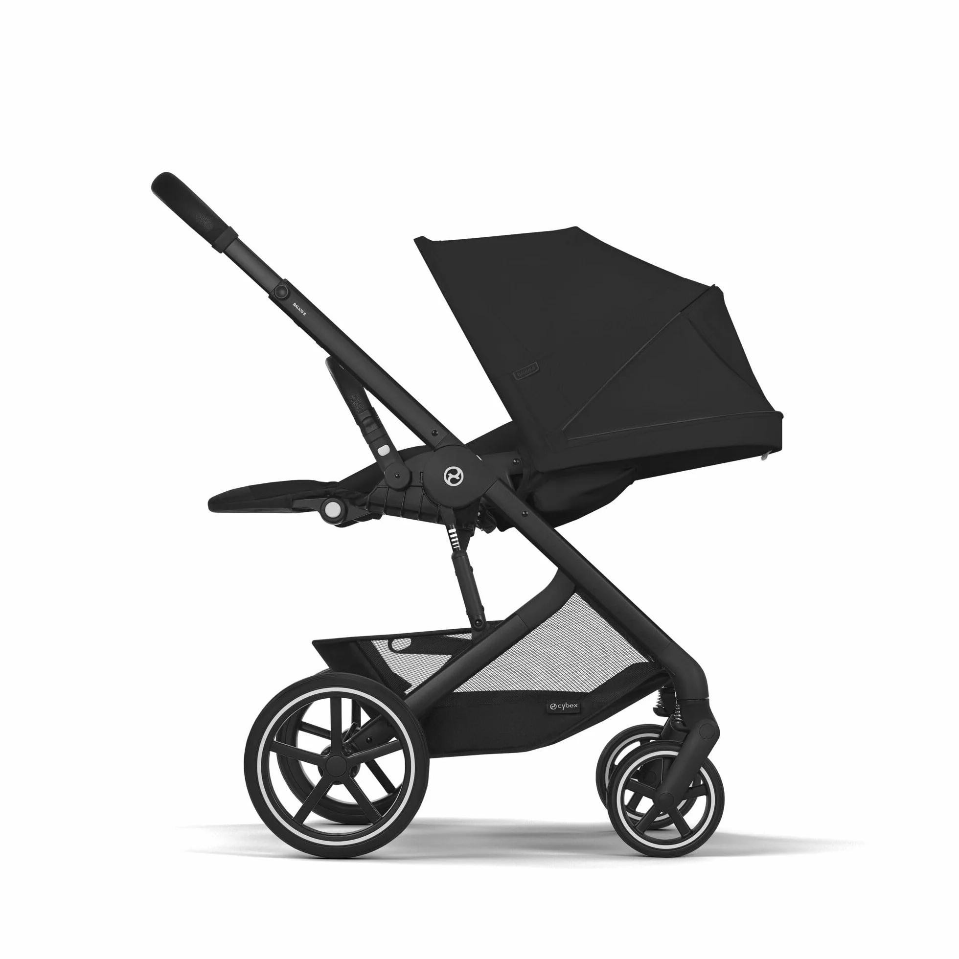CYBEX Gold Passeggino Balios S Lux, Posizione Reclinabile Ergonomica, Sistema di Cintura con Una Sola Mano, Dalla Nascita Fino a 22 Kg (Circa 4 Anni), Moon Black