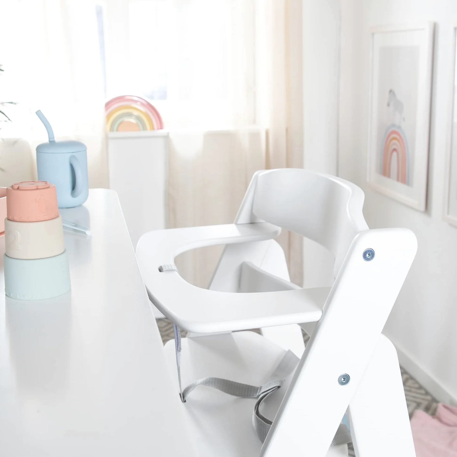 roba Seggiolone Evolutivo Sit Up Flex 2 in 1, Altezza Regolabile, dai 6 Mesi fino ai 70 kg, con Poggiapiedi, Robusto ed Ergonomico, Legno Laccato Bianco