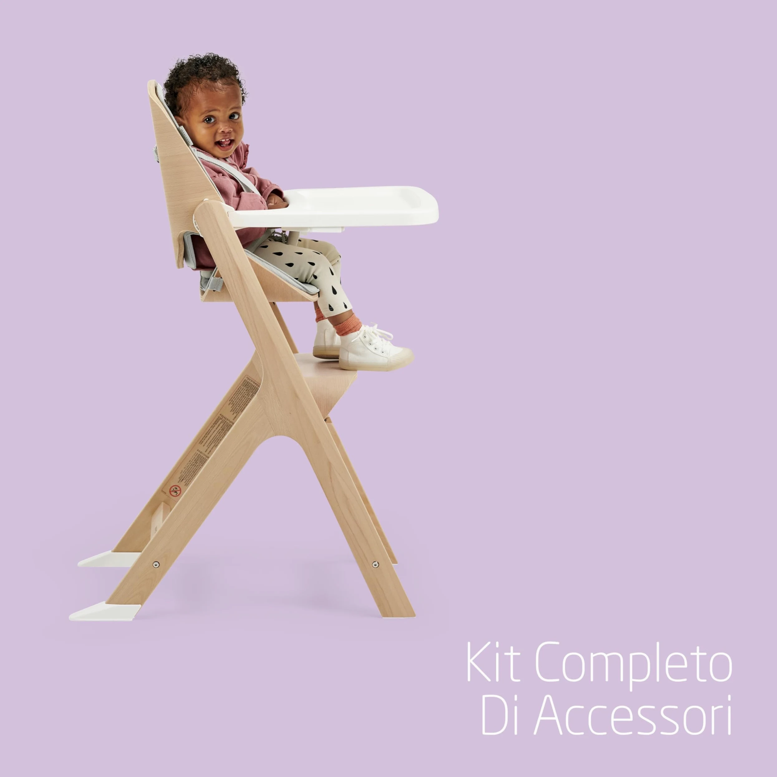 Maxi-Cosi Nesta Kit Bambino, Rivestimento Seggiolone, Accessori in Legno, per Bambini 6 Mesi - 3.5 Anni (9-15 kg Circa), Colore Beyond Sky Grey