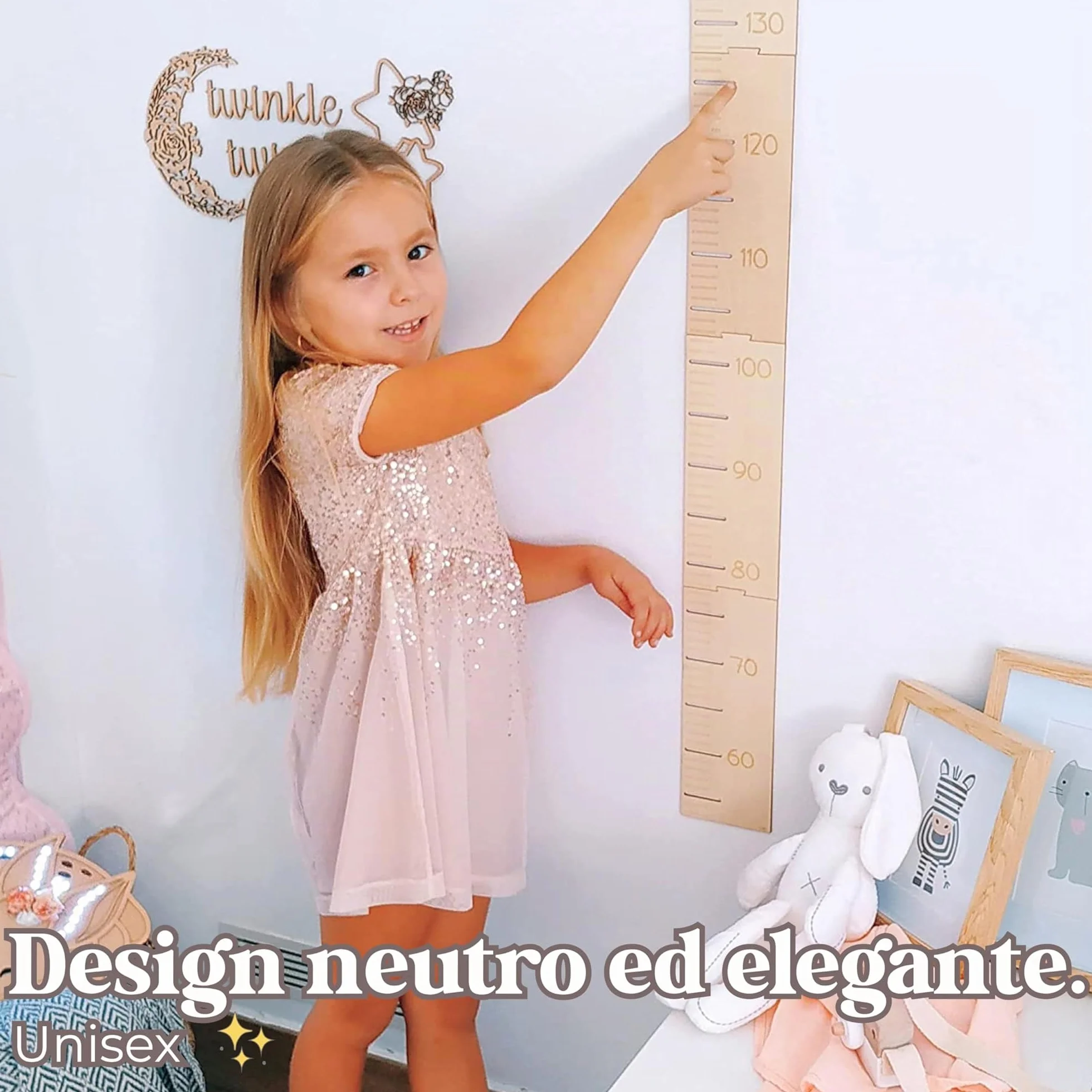Nagu Metro Bambini da Parete Legno Misuratore Altezza 63-162 cm Personalizzato
