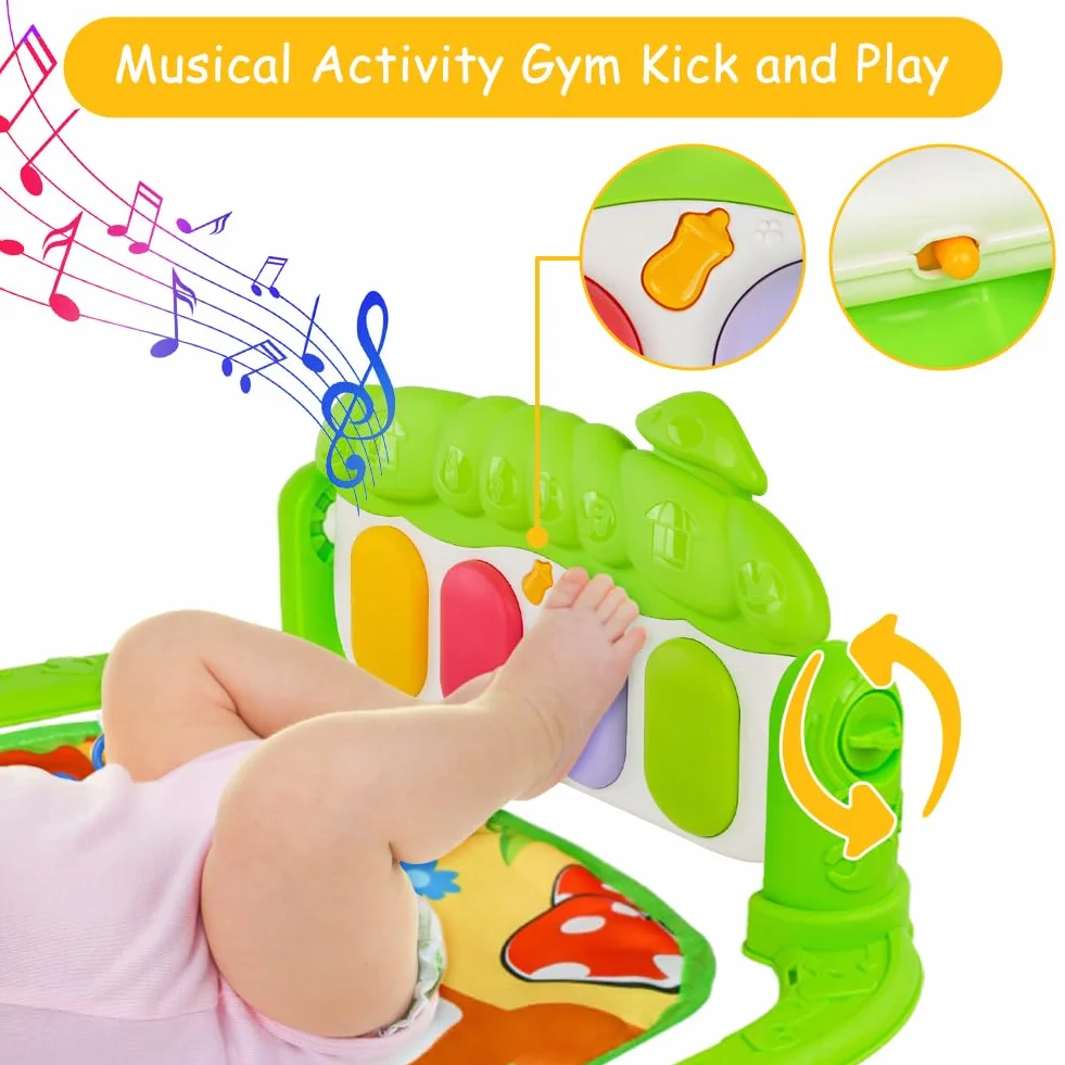 AOMIG Tappetino da Gioco per Palestra Baby Piano, Tappetino Attività Musicale per Neonati 0-36 Mesi