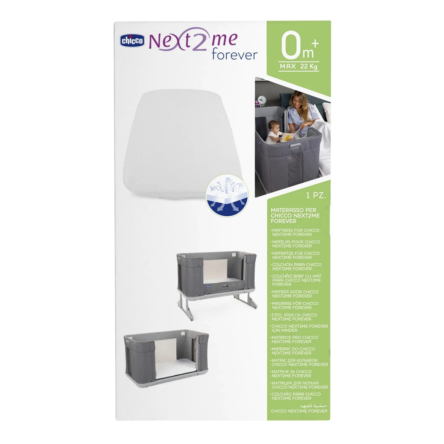 Chicco Next2Me Forever - Materassino bianco | Ricambio originale e ufficiale, traspirante