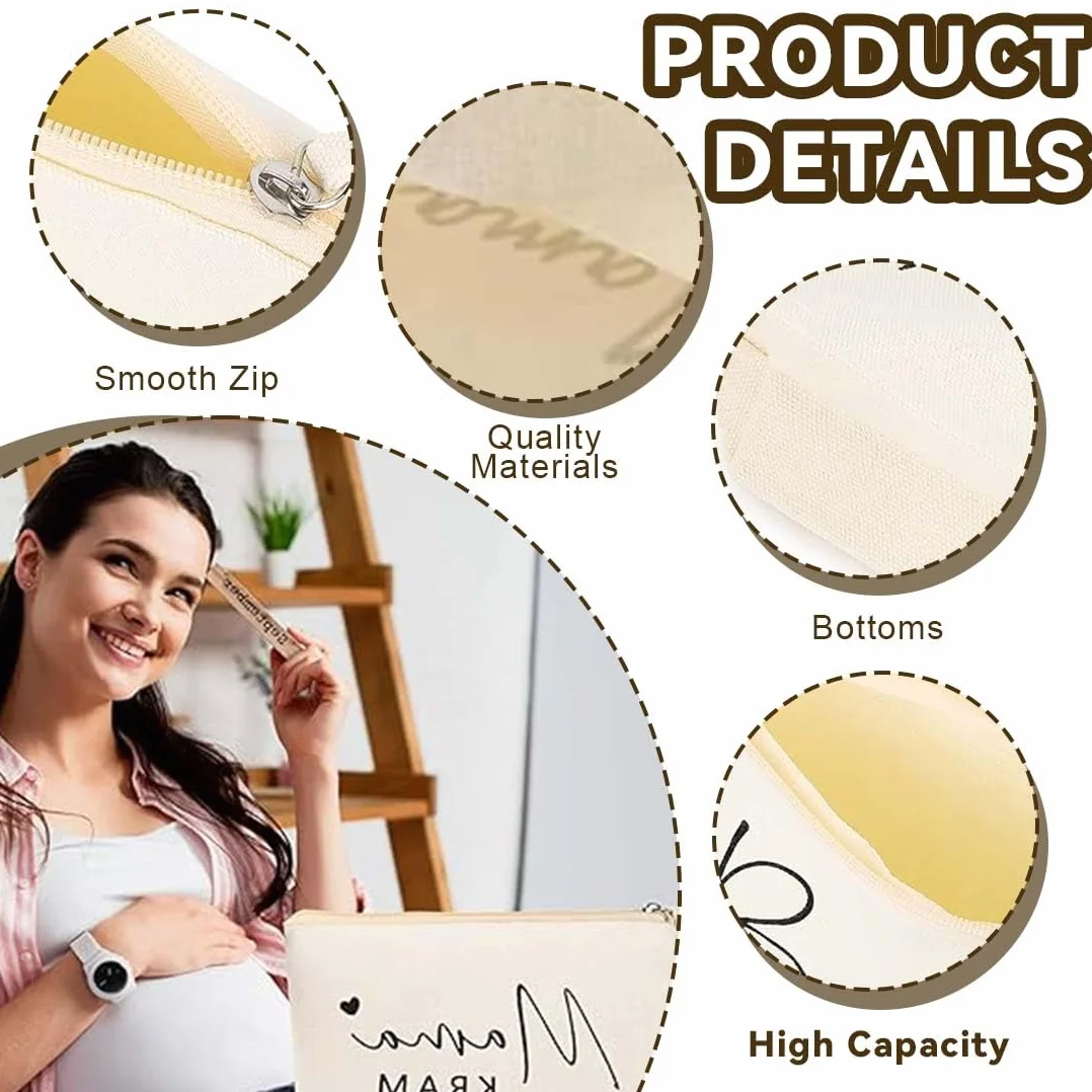 Trousse Per Trucchi Personalizzata Per Donne, Borsa Per Mamma Con Chiusura Lampo, Bianco