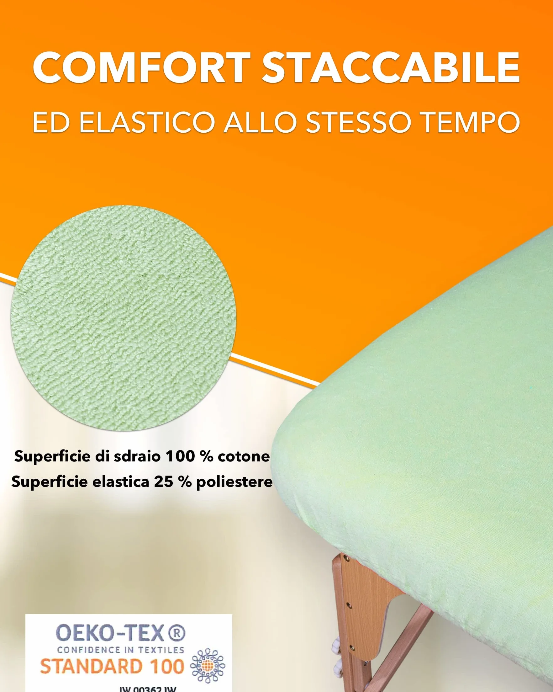 Copertura per lettini da massaggio in morbida spugna lavabile a 60° verde menta