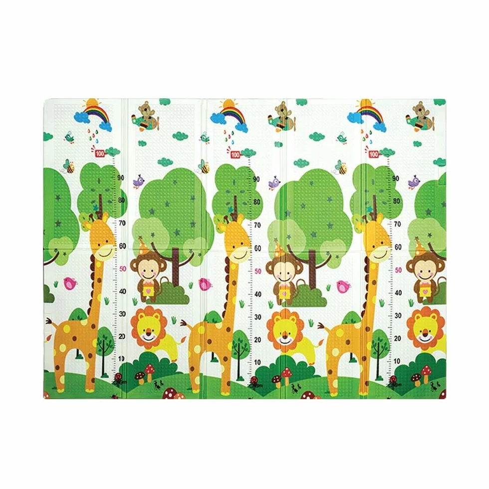 OLIVO.shop Tappeto gioco bambini pieghevole, Tappeto bambini, tappeto gioco neonato reversibile e non tossico, Tappeto cameretta 150x200 cm PLAY (GIRAFFA/CIRCO)