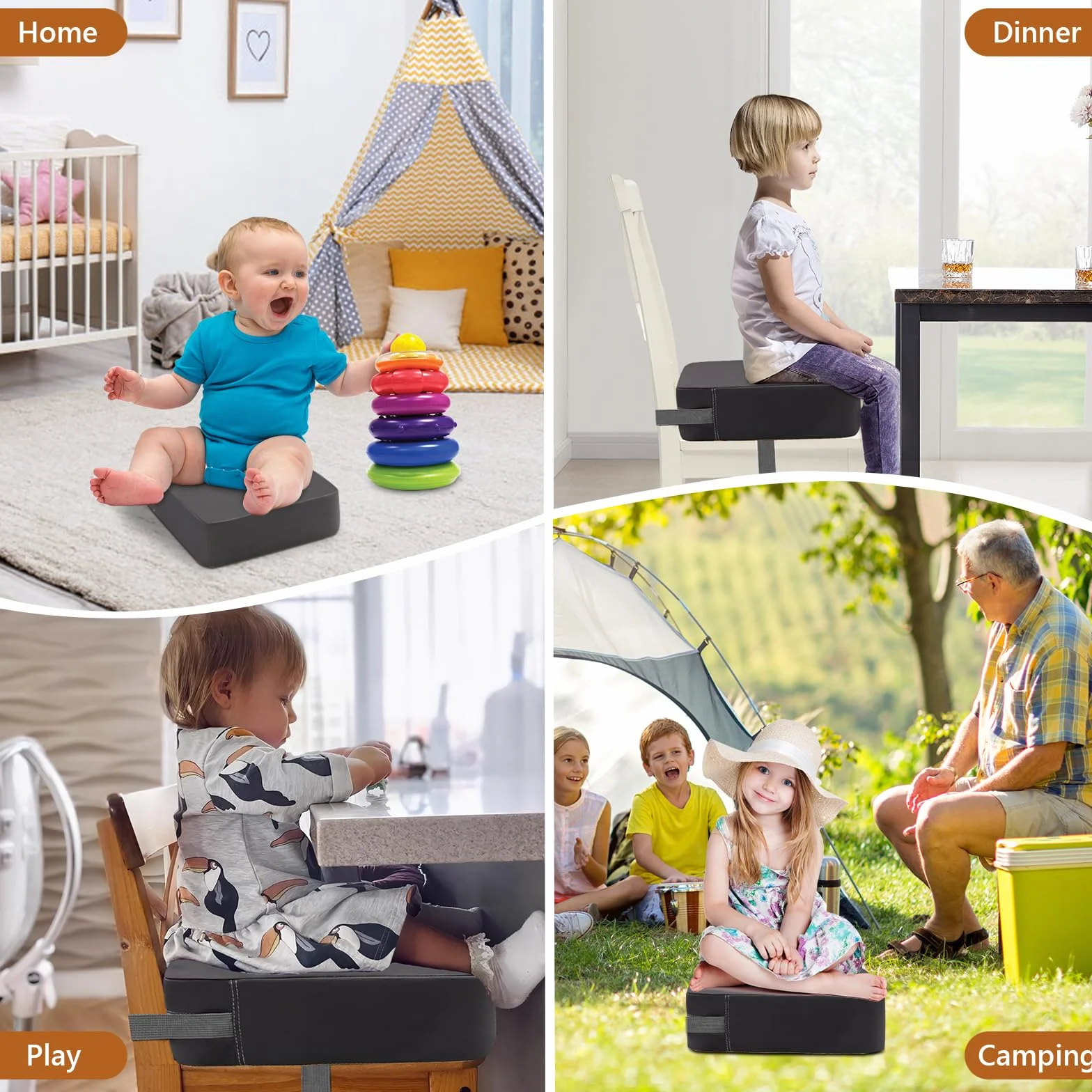 Rialzo Sedia Bambini Cuscino da Tavolo Regolabile Lavabile con 2 Cinghie