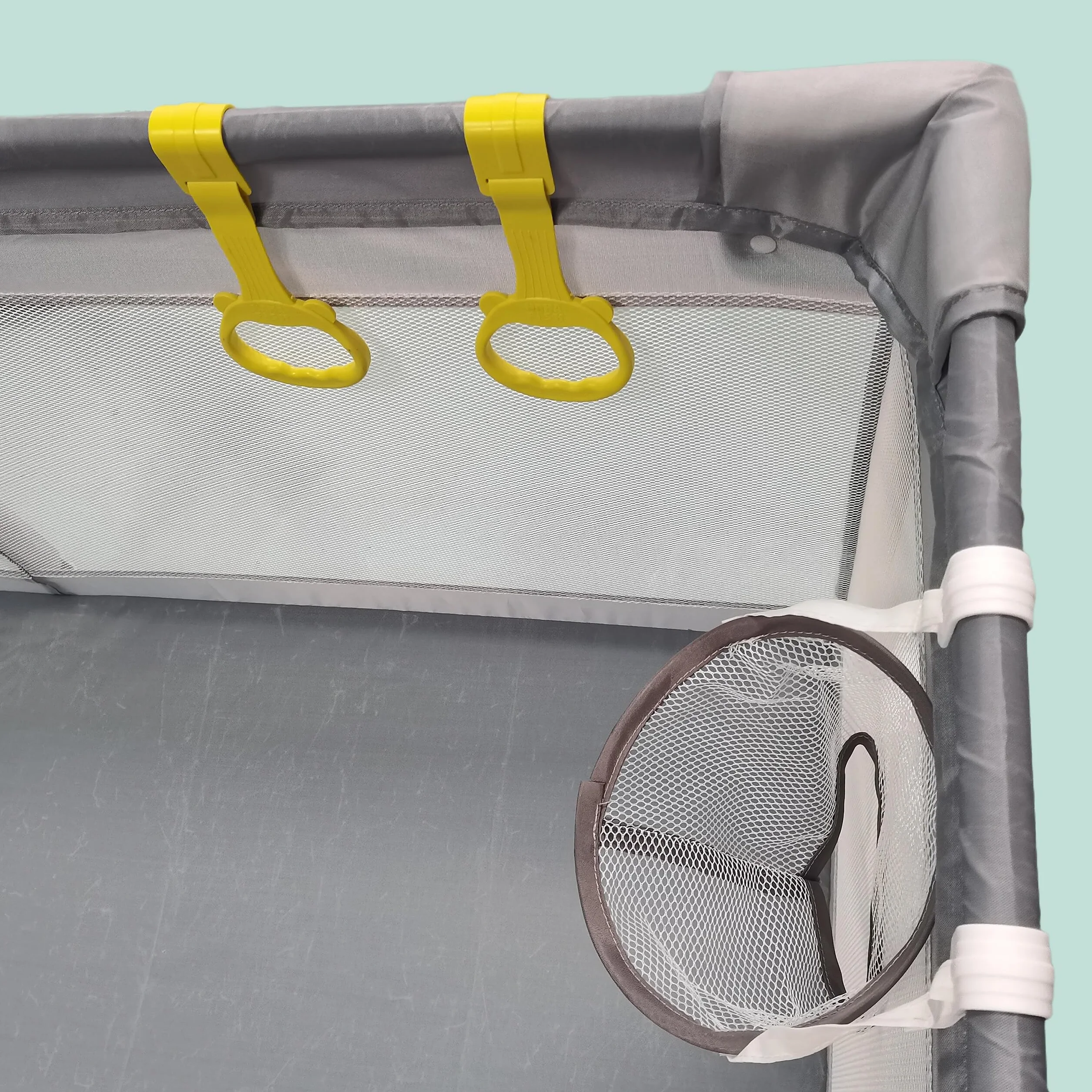 Relaxdays Box per Bambini, 200 x 200 cm, Box Giochi, 50 Palline, 2 Anelli, Angolo Giochi Sicuro, Tessuto Oxford, Grigio
