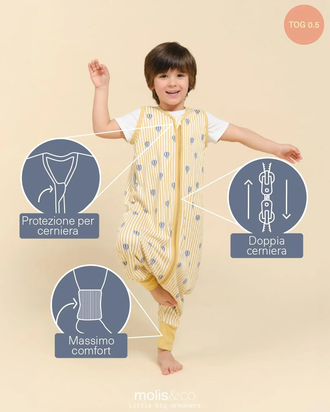 Molis&co Sacco Nanna Estivi 100% Cotone Oeko-Tex 100 Balloons 2 Anni