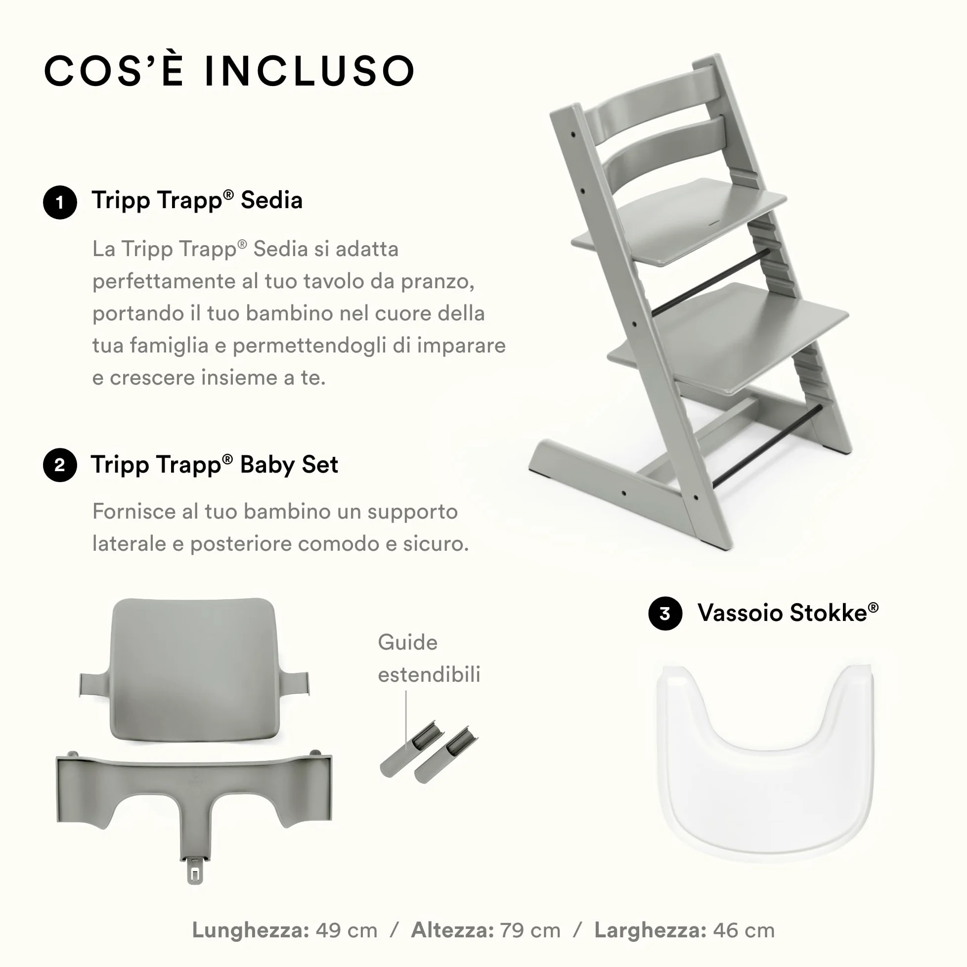 Seggiolone Stokke Tripp Trapp (Glacier Green) Con Vassoio (Bianco) - Include Sedia, Baby Set 2 per Bambini Da 6 a 36 Mesi - Regolabile e Facile Da Pulire
