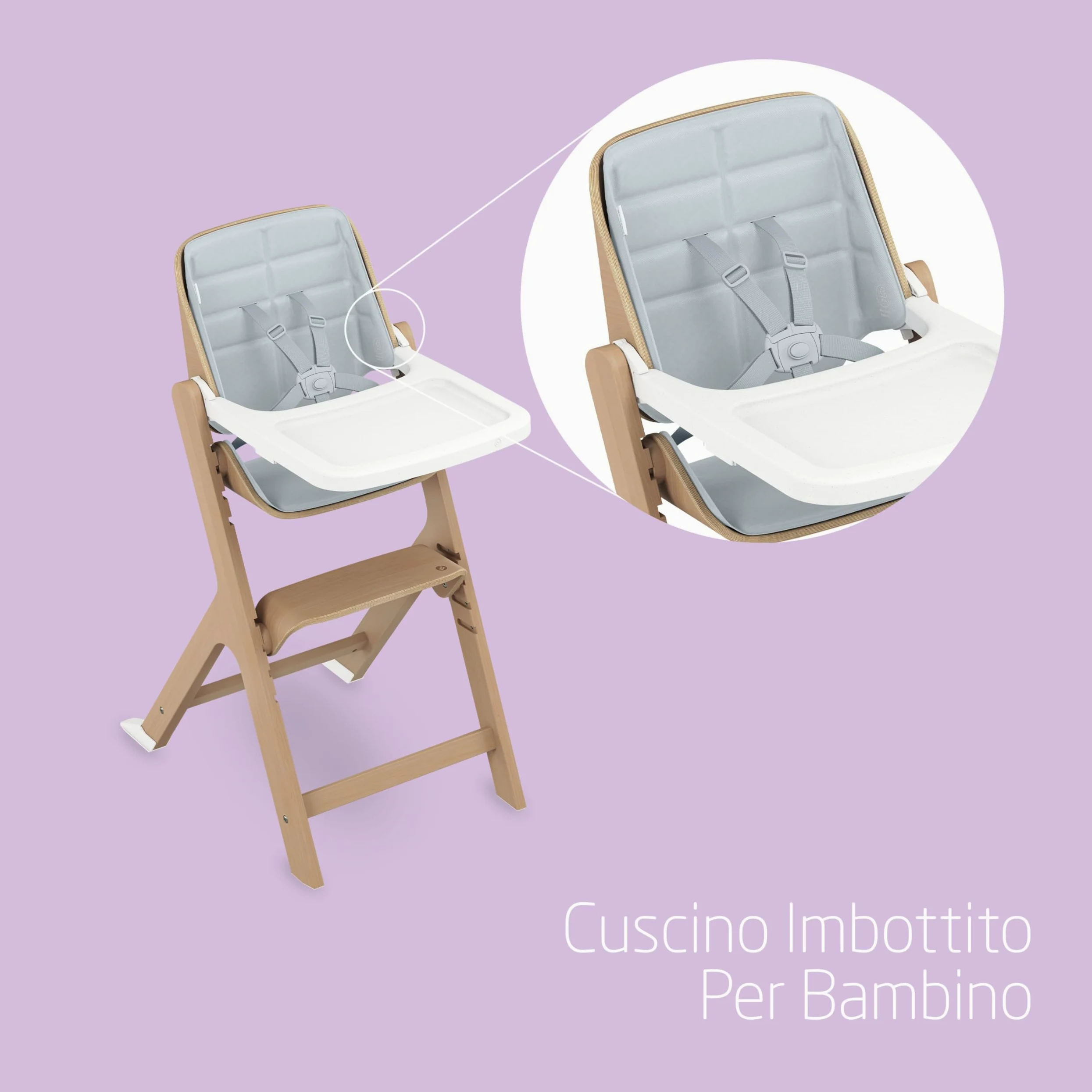 Maxi-Cosi Nesta Kit Bambino, Rivestimento Seggiolone, Accessori in Legno, per Bambini 6 Mesi - 3.5 Anni (9-15 kg Circa), Colore Beyond Sky Grey