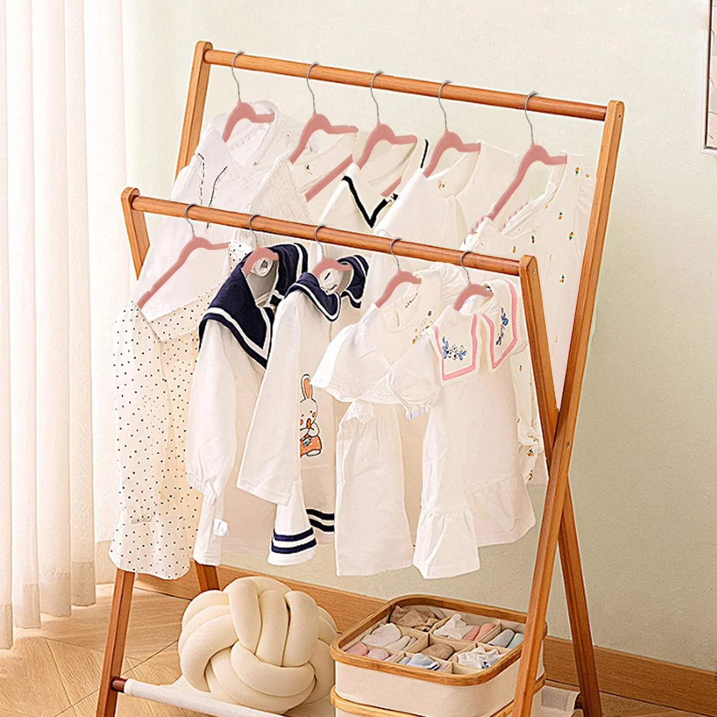 Grucce Velluto per Bambini 28 cm Antiscivolo 32 Pezzi Rosa