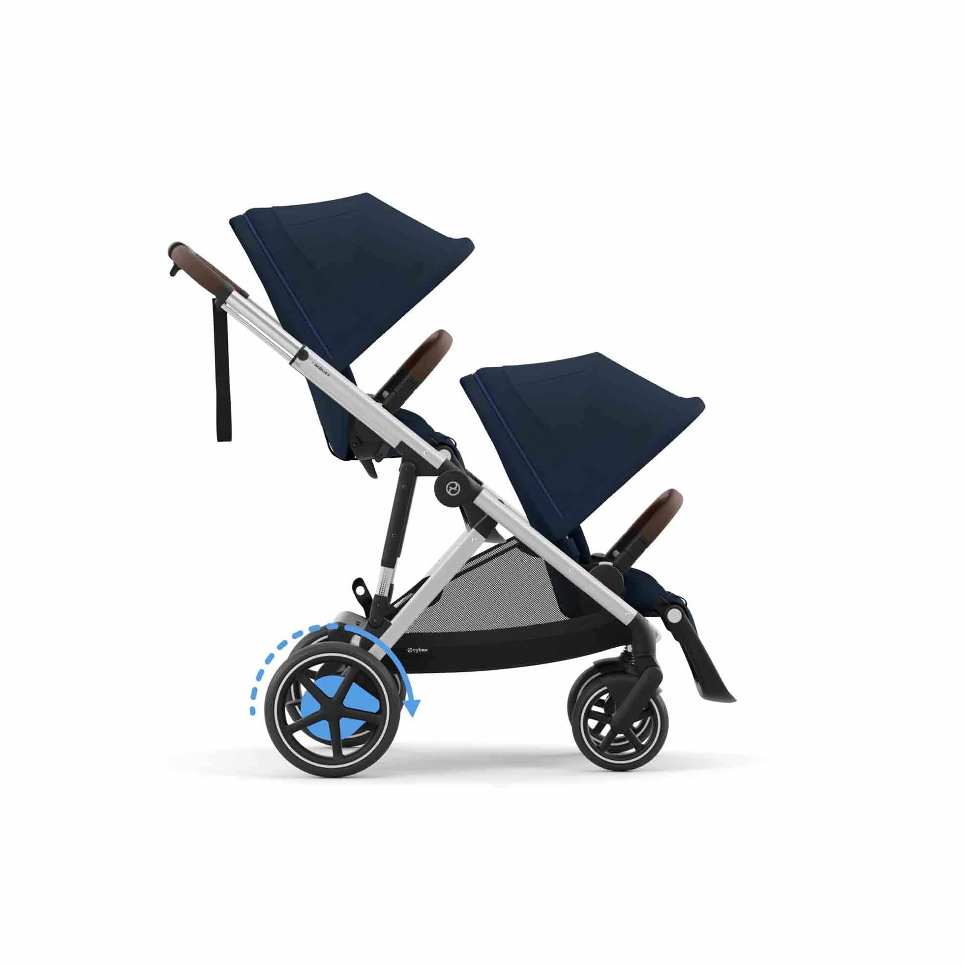 CYBEX Passeggino Gold e-GAZELLE S, dalla nascita a circa 4 anni, max. 22 kg (modalità singola) / 2x 22 kg (modalità duo), sistema all-in-1 con azionamento elettrico e 20+ configurazioni, Ocean Blue