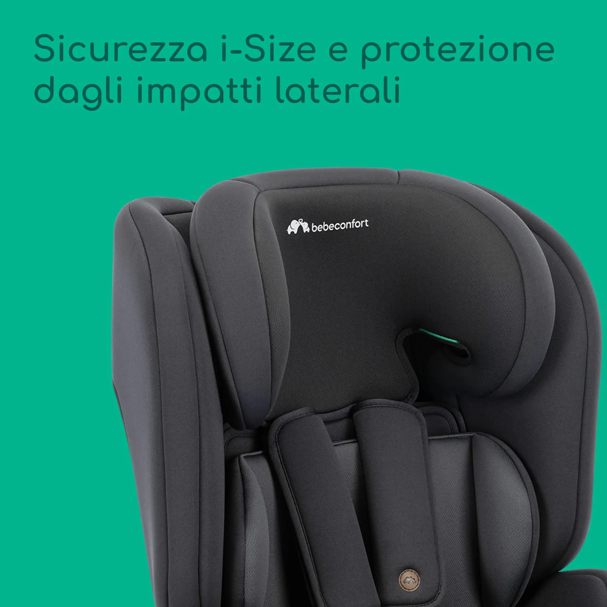 Bebeconfort EverFix Plus i-Size, Seggiolino Auto 9-36 kg Evolutivo, 15 Mesi-12 Anni, 76-150 cm, Seggiolino Auto ISOFIX, Protezione dagli Impatti Laterali, Poggiatesta 14 Posizioni, Full Black