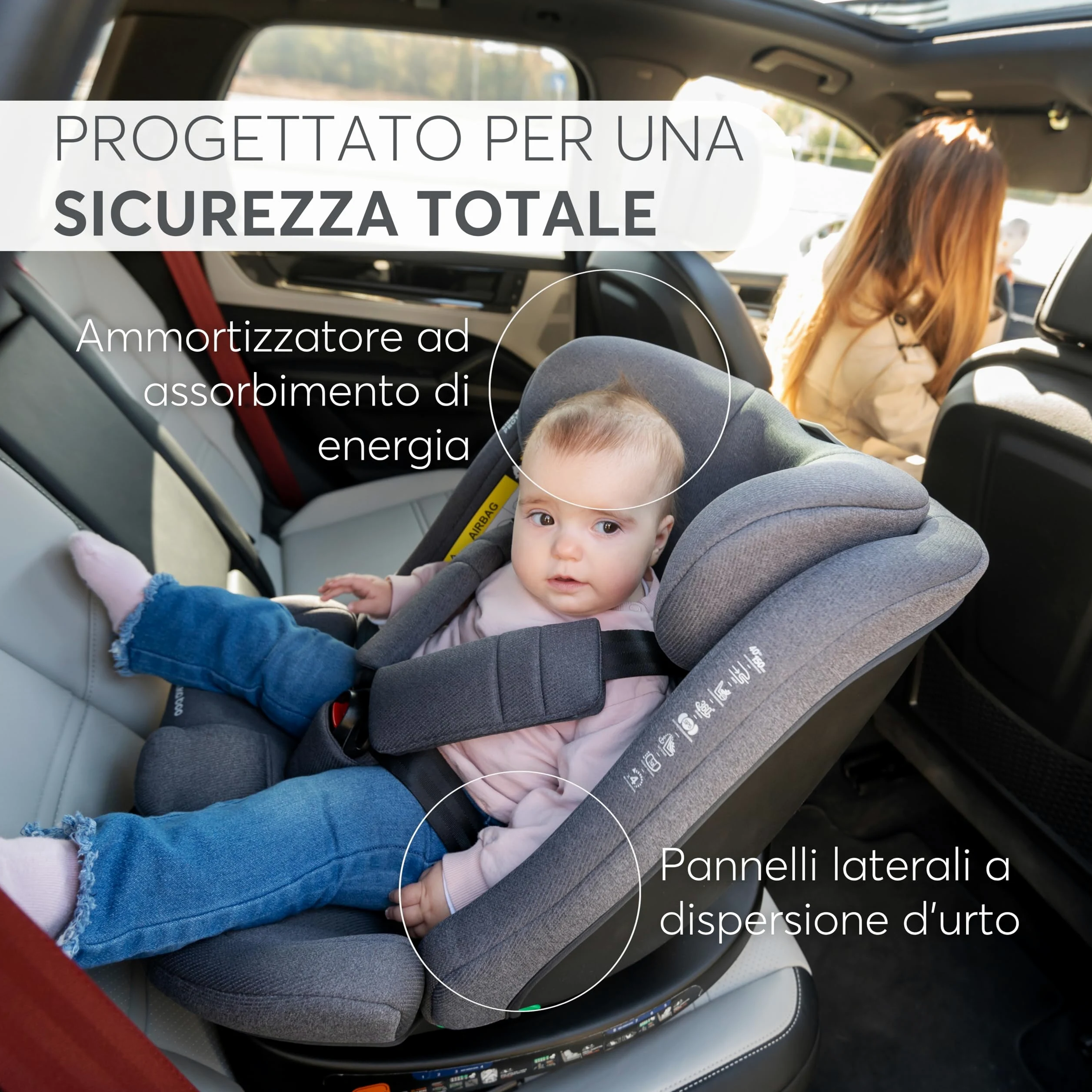 KikkaBoo Seggiolino Auto 0-36 kg i-SECURE, Gruppo 0 1 2 3, ISOFIX, i-Size, Rotante a 360º, 40-150 cm, Da 0 a 12 Anni, 12 Posizioni Poggiatesta, Grigio chiaro