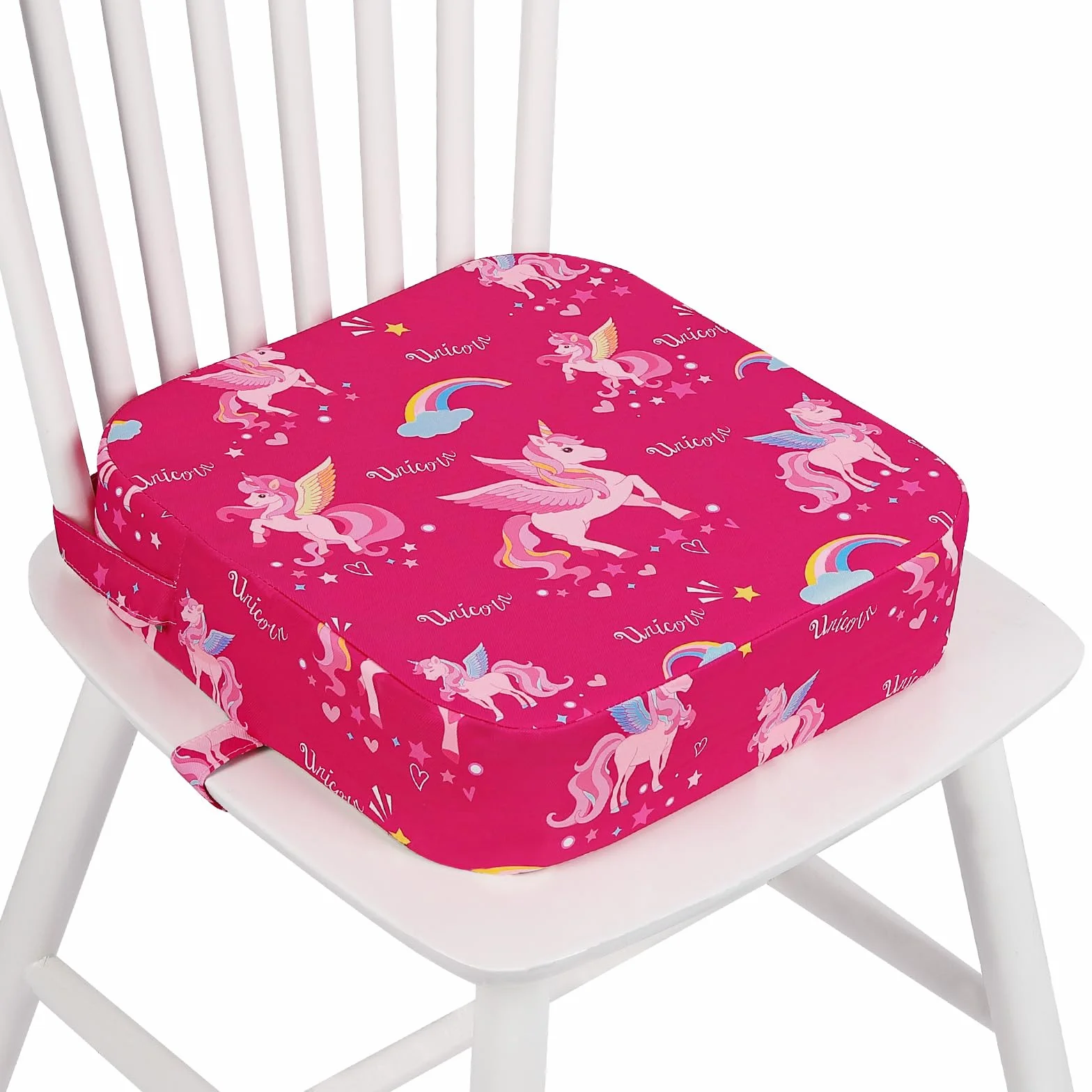 Rialzo Sedia Bambini Cartoon Cuscino Alzatina con 2 Regolabile Cinghie Base Antiscivolo Lavabile Unicorno