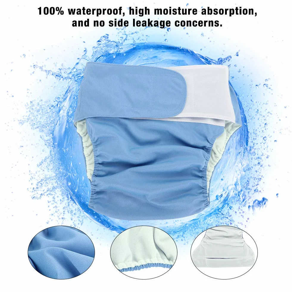 Pannolino in tessuto adulto impermeabile riutilizzabile 4 colori protezione incontinenza