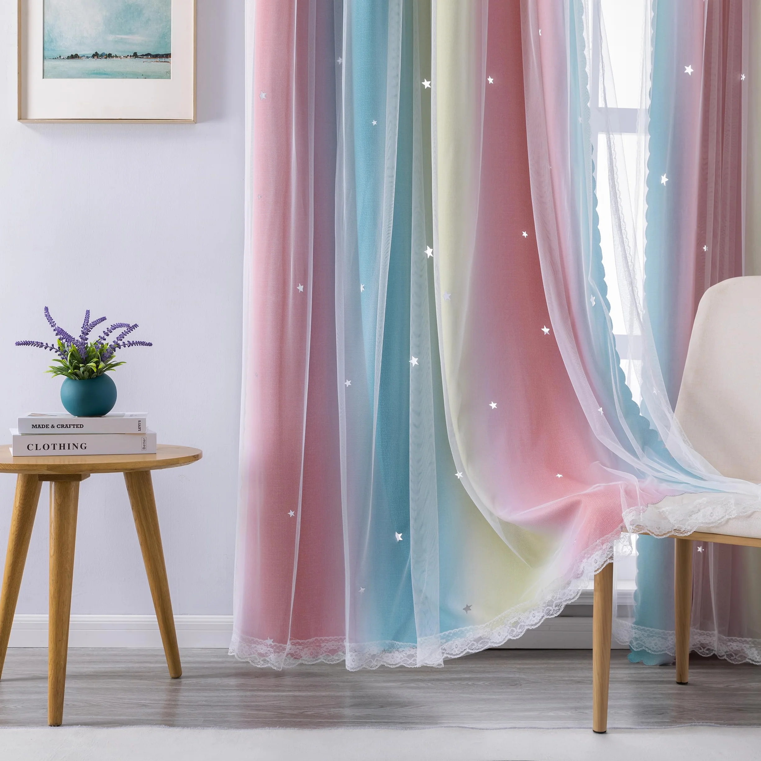 XiDi Dream Star Tende oscuranti per cameretta bambini principesse rosa blu 86x160 cm