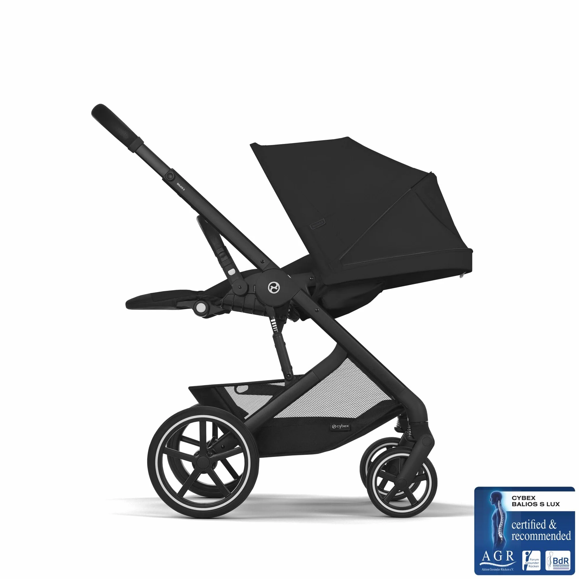 CYBEX Gold Passeggino Balios S Lux, Posizione Reclinabile Ergonomica, Sistema di Cintura con Una Sola Mano, Dalla Nascita Fino a 22 Kg (Circa 4 Anni), Moon Black