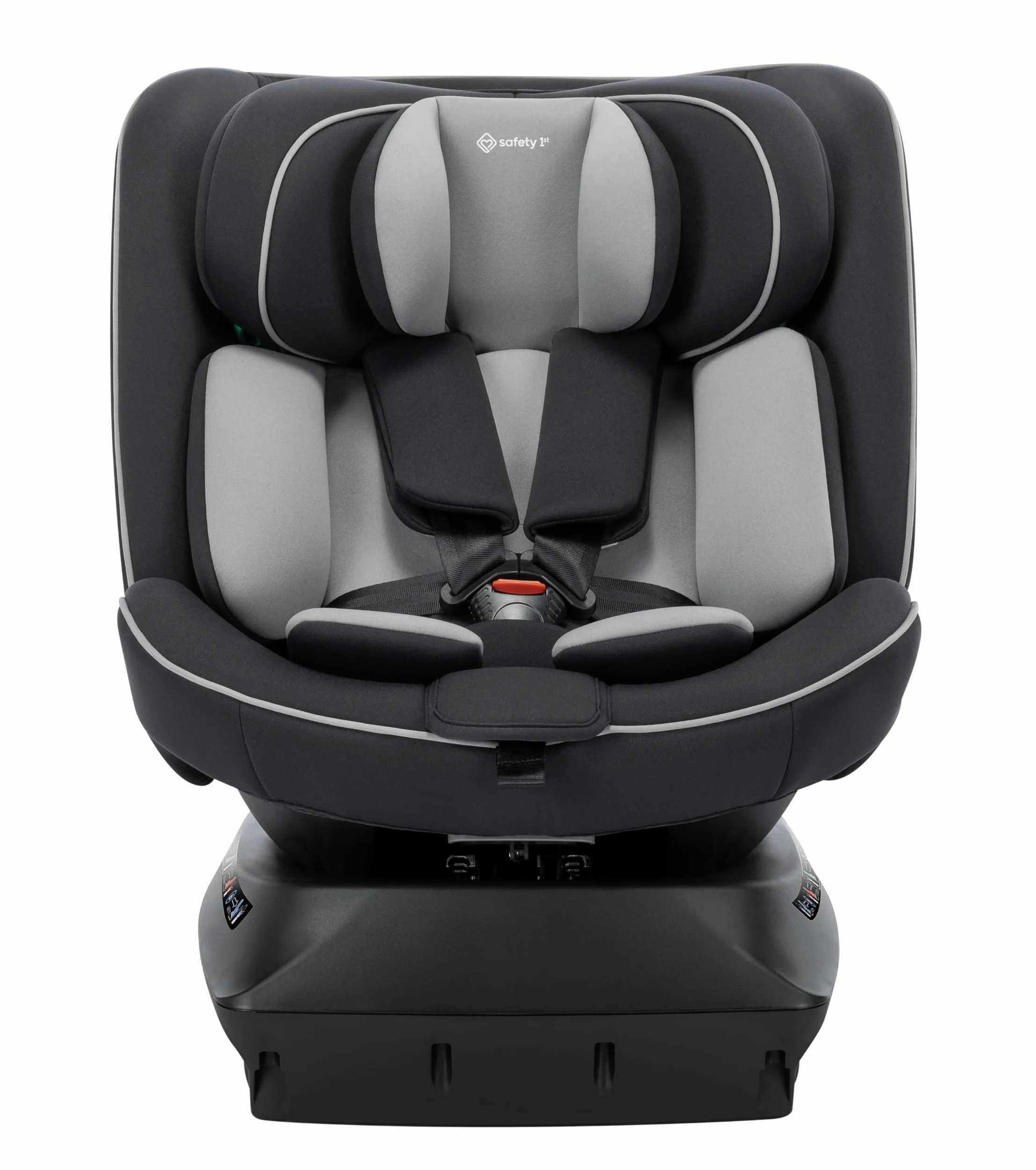 Safety 1st Cosmo i-Safe, Seggiolino Auto Girevole (Base), (0–12 Anni, 40–150 cm), Seggiolino Auto 0-36 Kg, Riduttore Neonato, 11 Posizioni Poggiatesta, Reclinabile 6 Posizioni, Leggero (5,6 kg), Nero