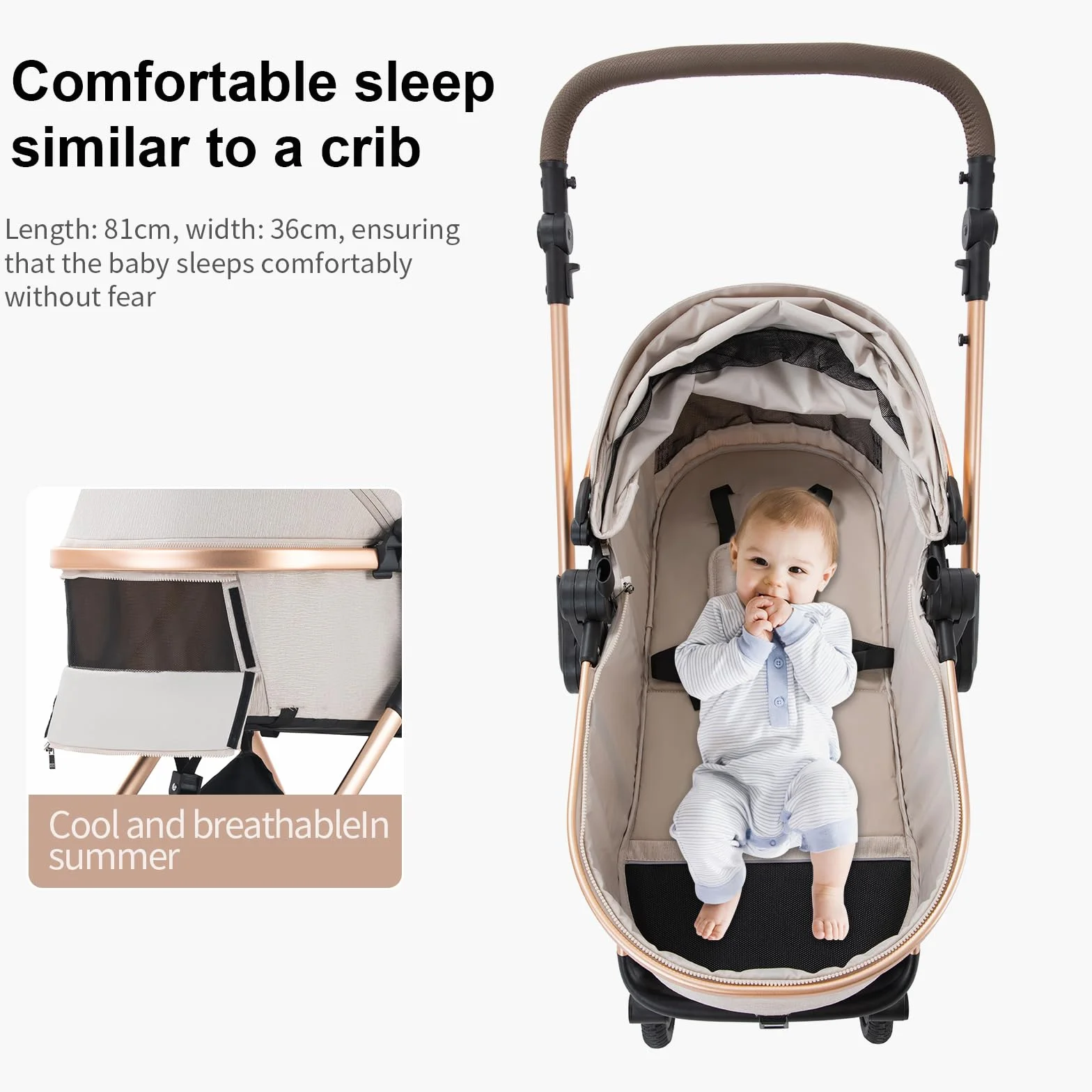 Passeggino 3 in 1 pieghevole,sistema da viaggio completo.Ideale per neonati e bambini fino a 22kg lettino e accessori come gondola (D2 PINK, H2-D)