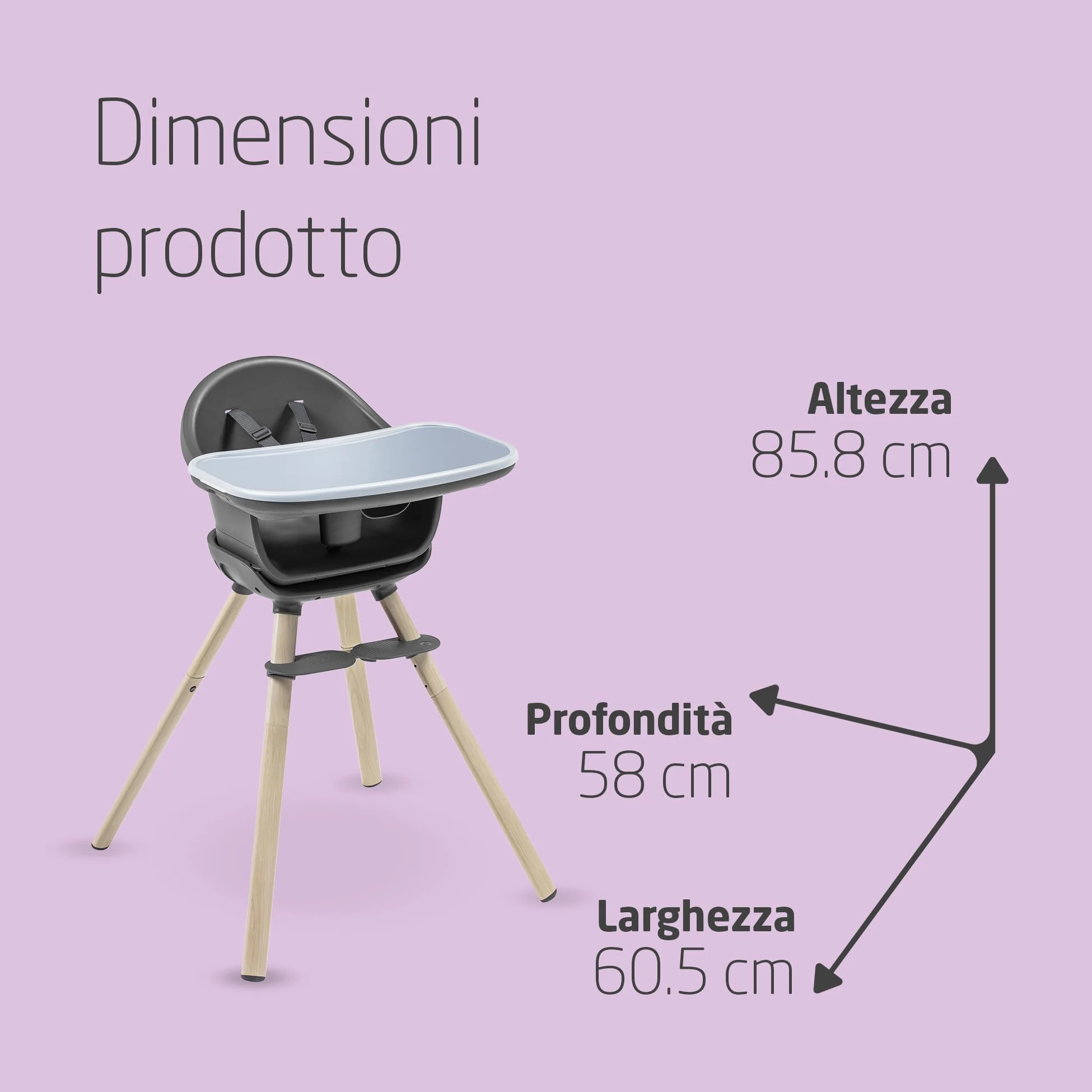 Maxi-Cosi Moa Seggiolone Pappa Evolutivo, 6 Mesi-7 Anni, 0-25 kg, Seggiolone Pappa Bimbi Regolabile, Si Trasforma in Alzasedia, Sgabello e Tavolino con Sedia, Colore Beyond Graphite