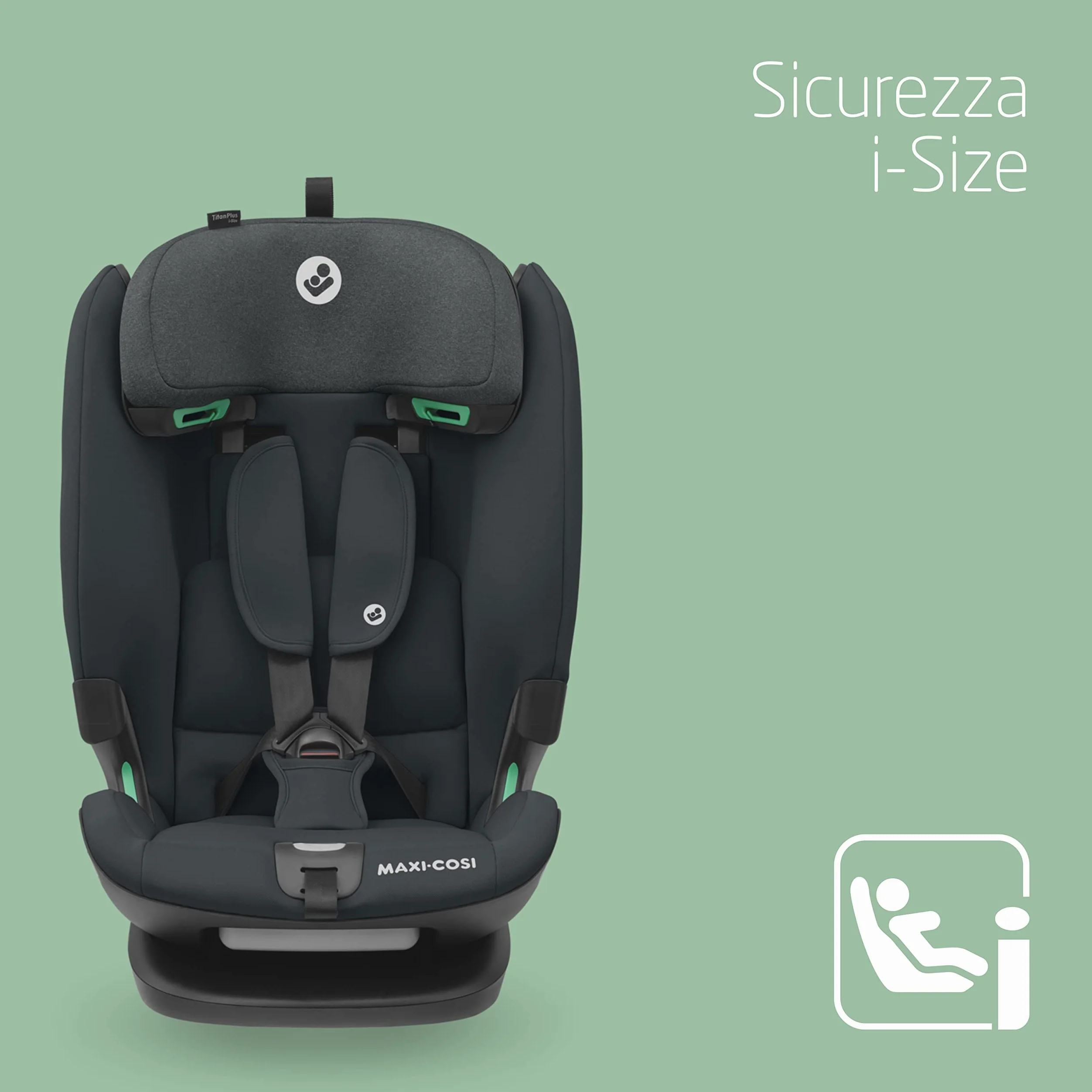 Maxi-Cosi Titan Plus i-Size, Seggiolino Auto ISOFIX, 15 Mesi - 12 Anni (76 - 150 cm), Reclinabile in 4 Posizioni, Regolabile in Altezza, Side Impact Protection G-CELL, per Bambini, Authentic Graphite