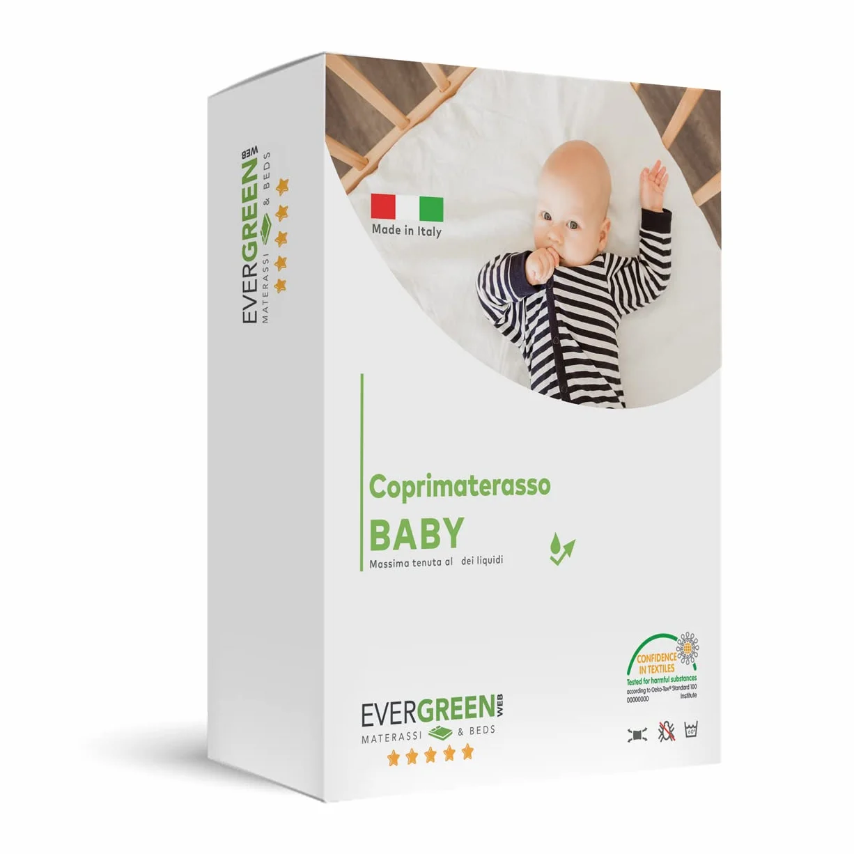 EVERGREENWEB Coprimaterasso Culla Lettino Impermeabile 64x124 cm Antiacaro Traspirante Anallergico OEKO-TEX