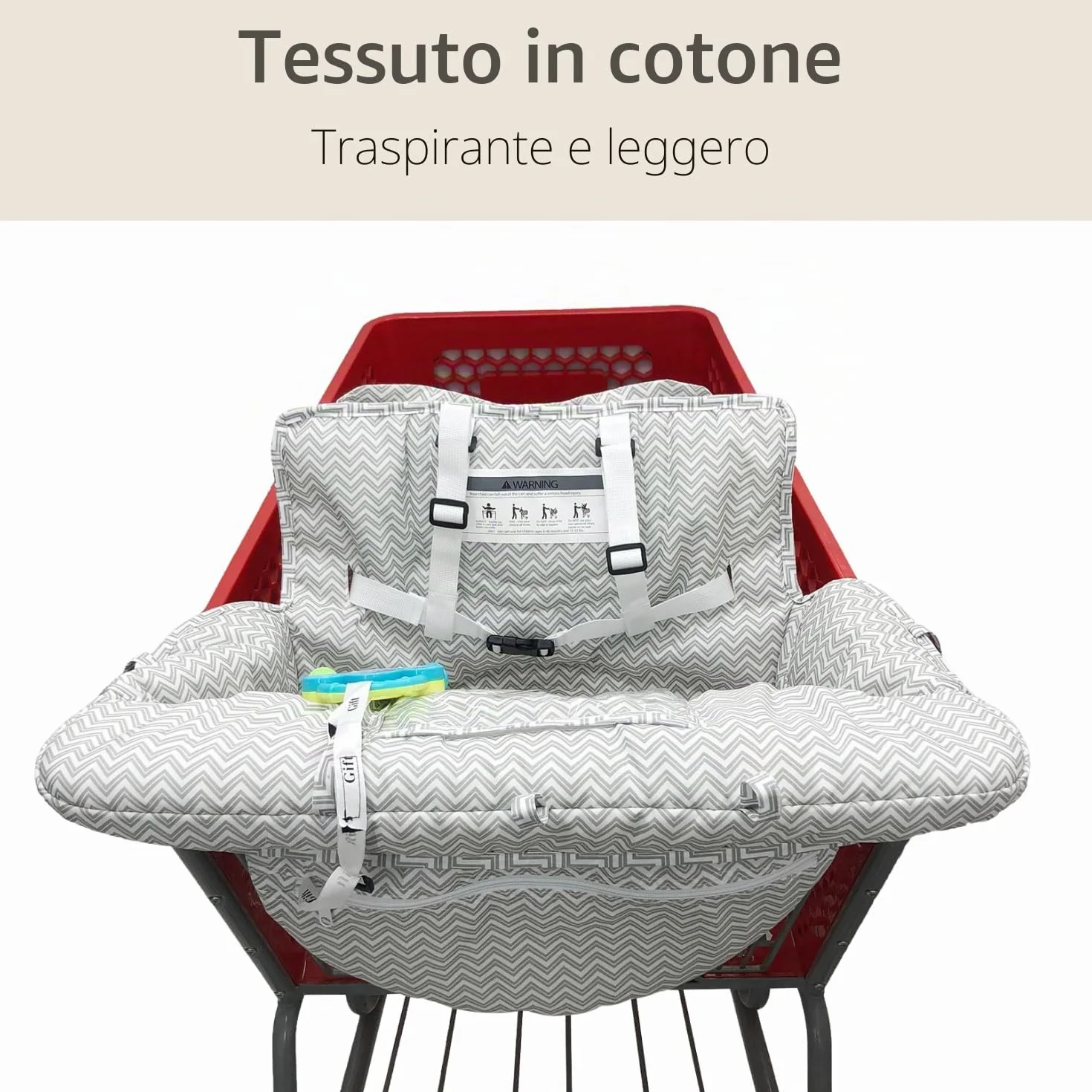 PandaEar Copertura Carrello Spesa Bambini 2-in-1 Seggiolino e Seggiolone Grigio