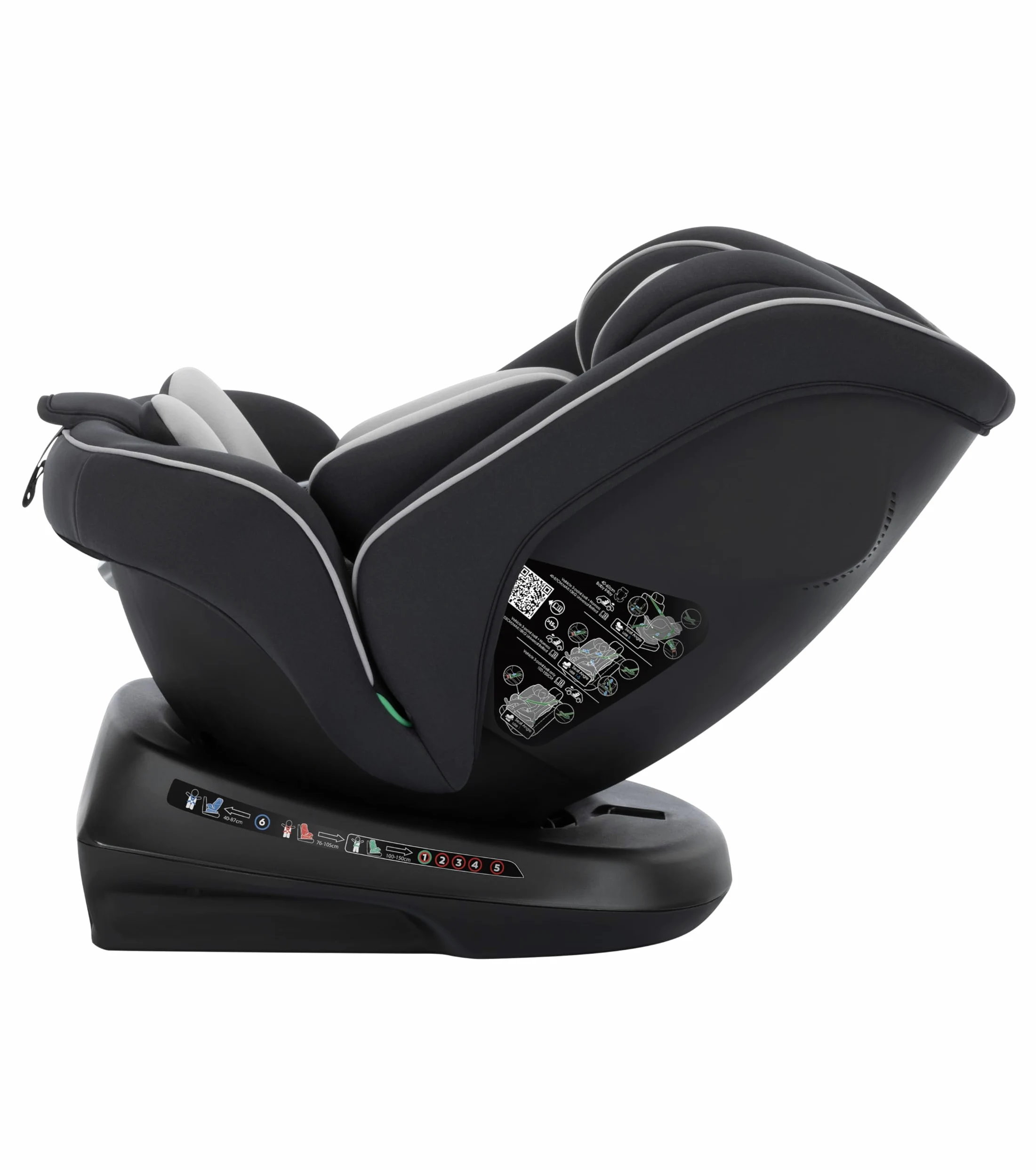 Safety 1st Cosmo i-Safe, Seggiolino Auto Girevole (Base), (0–12 Anni, 40–150 cm), Seggiolino Auto 0-36 Kg, Riduttore Neonato, 11 Posizioni Poggiatesta, Reclinabile 6 Posizioni, Leggero (5,6 kg), Nero