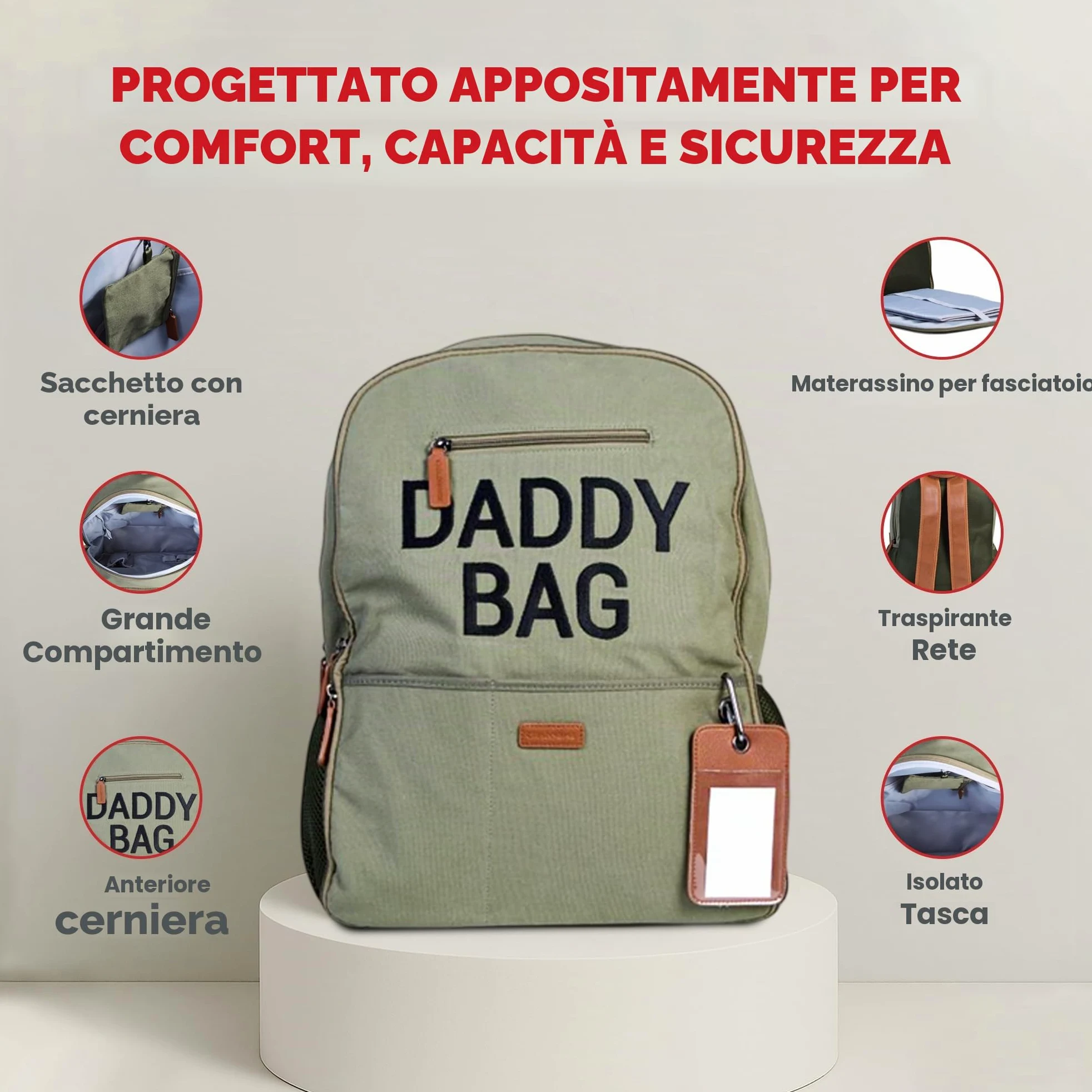 Childhome Zaino fasciatoio Daddy Bag, cachi