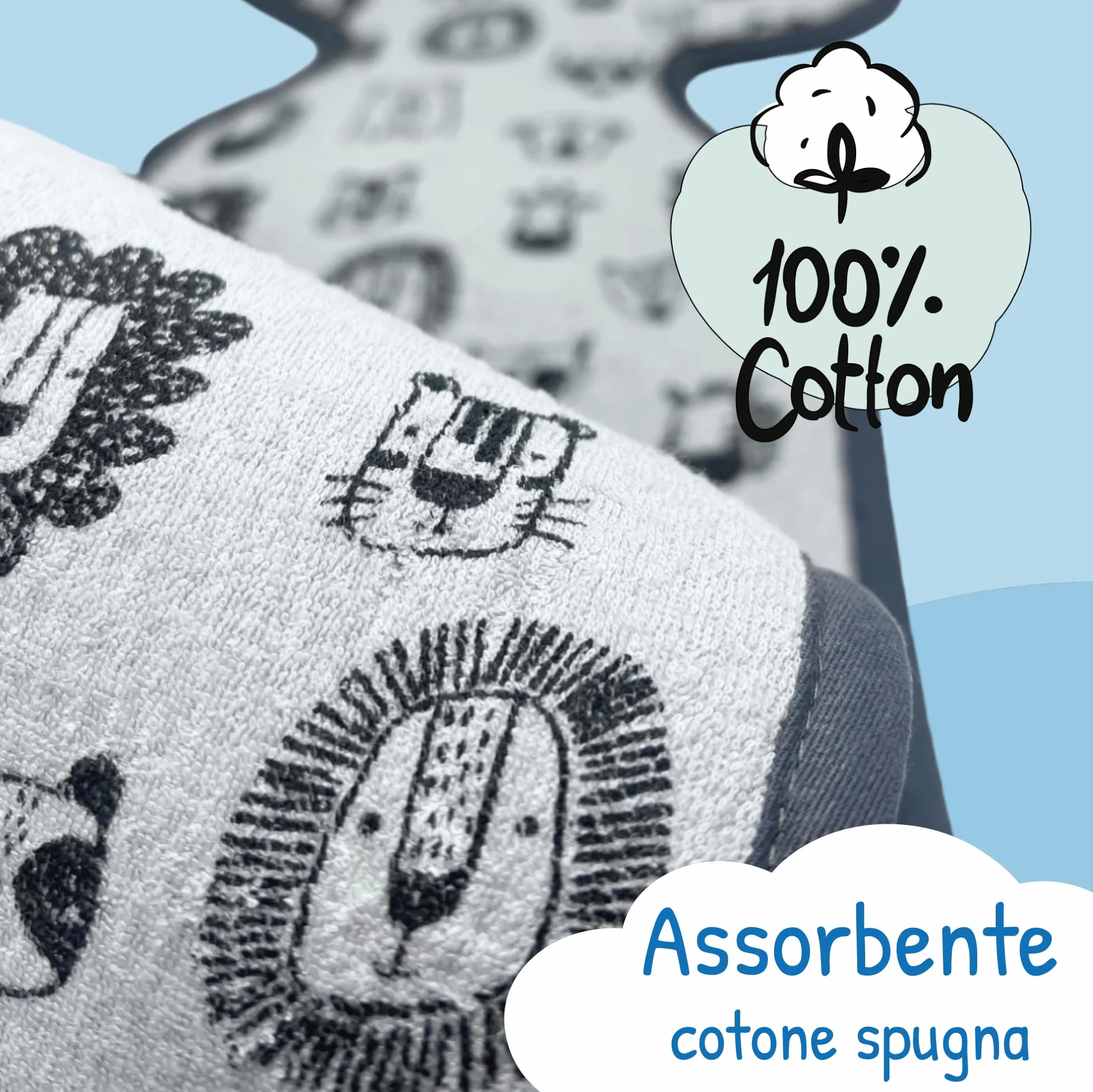 HECKBO Cuscino Estivo Antisudore per Bambini Gruppo 1 Seggiolino Auto Cintura 3 e 5 Punti Grigio Animaletti