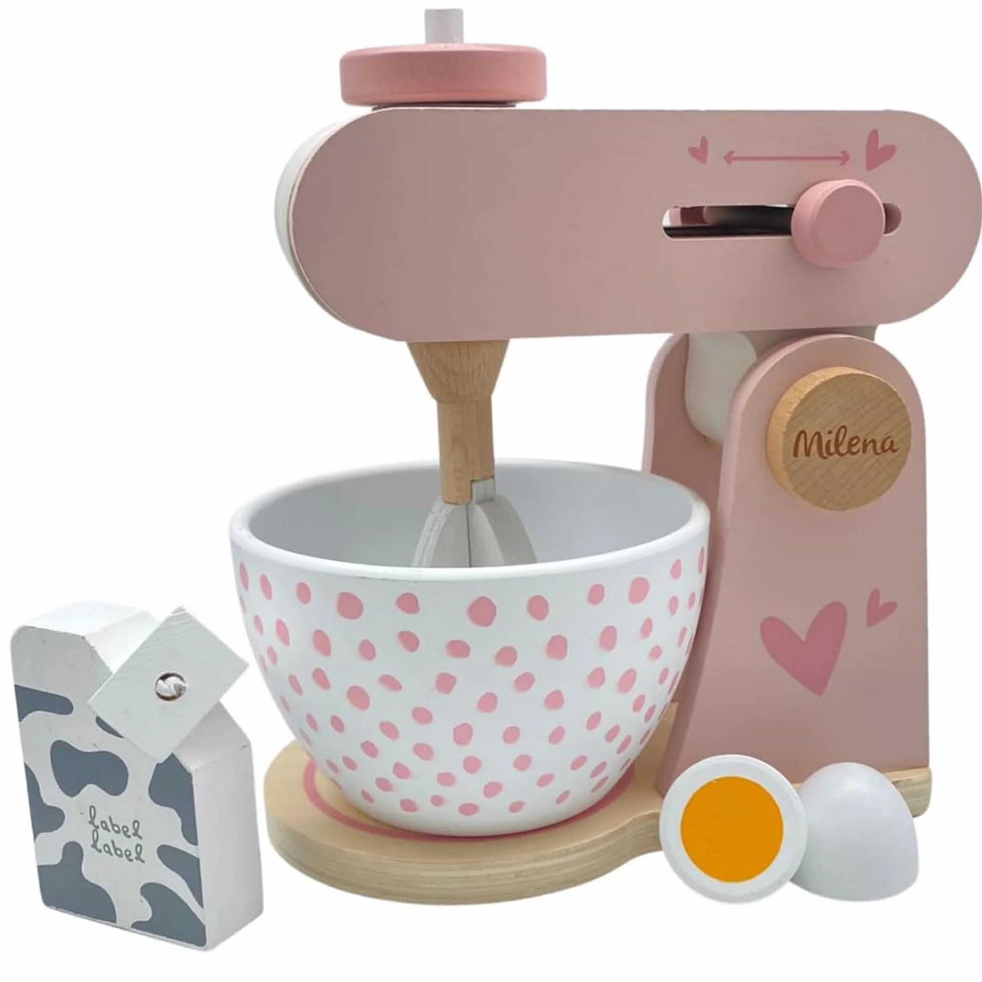 Label Label Robot da cucina giocattolo in legno Rosa per bambini 3 anni personalizzato