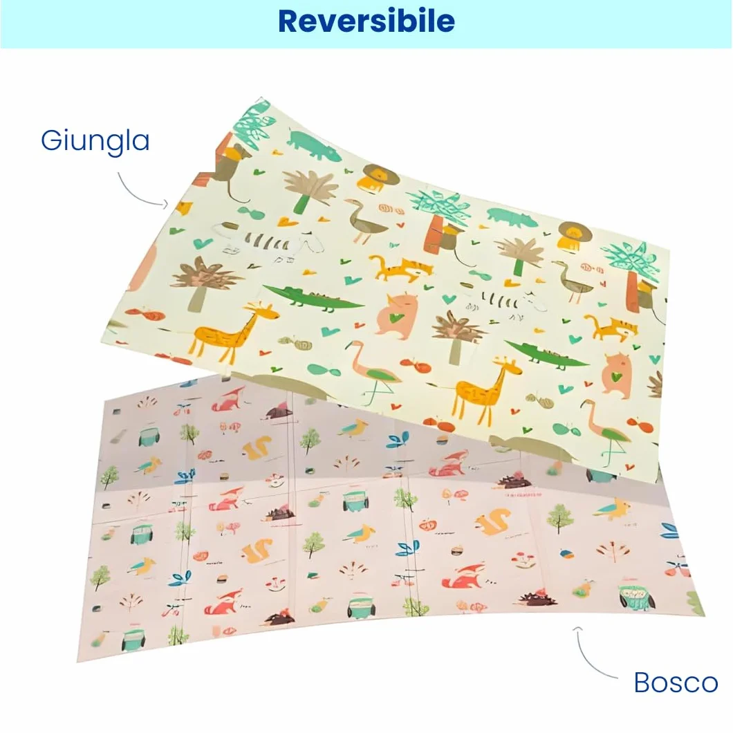 Edibaby, Tappeto Gioco Bambini, 180 x 150 cm, Spessore 1 cm,Tappeti Neonato in XPE Imbottito, Reversibile e Pieghevole, Attività per Cameretta