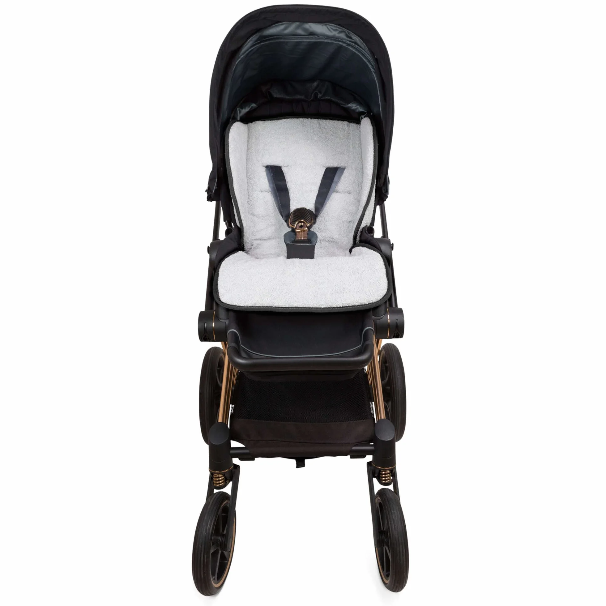 Babysanity® Morbido Riduttore Copri Passeggino Universale Materassino Neonato Soffice Imbottitura Rivestimento Spugna Di Cotone 100% Bordatura Copertura Laterale - Made in Italy - (Nero)